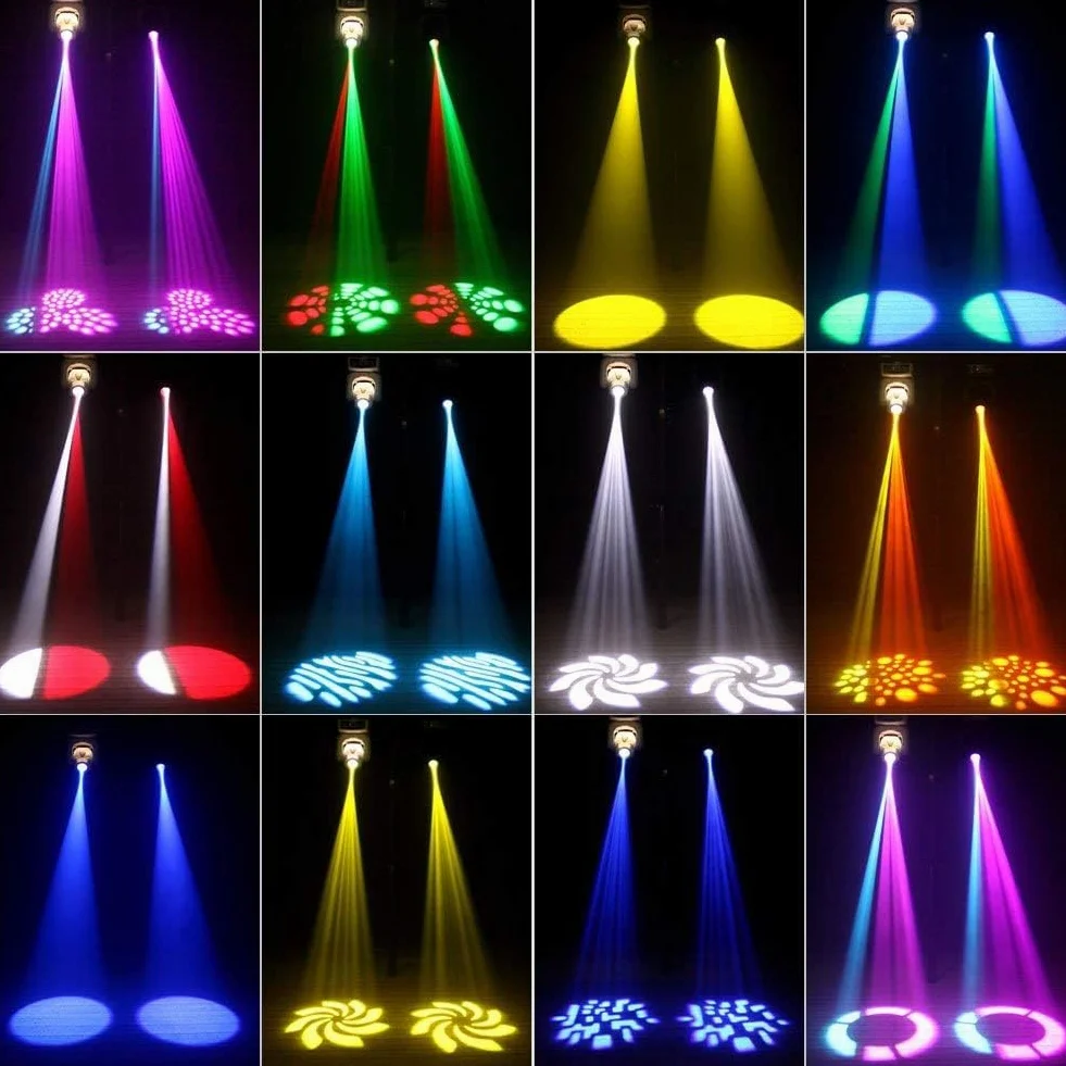 UKing 50W, ruchoma głowica LED, oświetlenie dyskotekowe, DMX 512, RGBW, efekty świetlne, 8 gobo, 8 kolorów, 9/11 kanałów