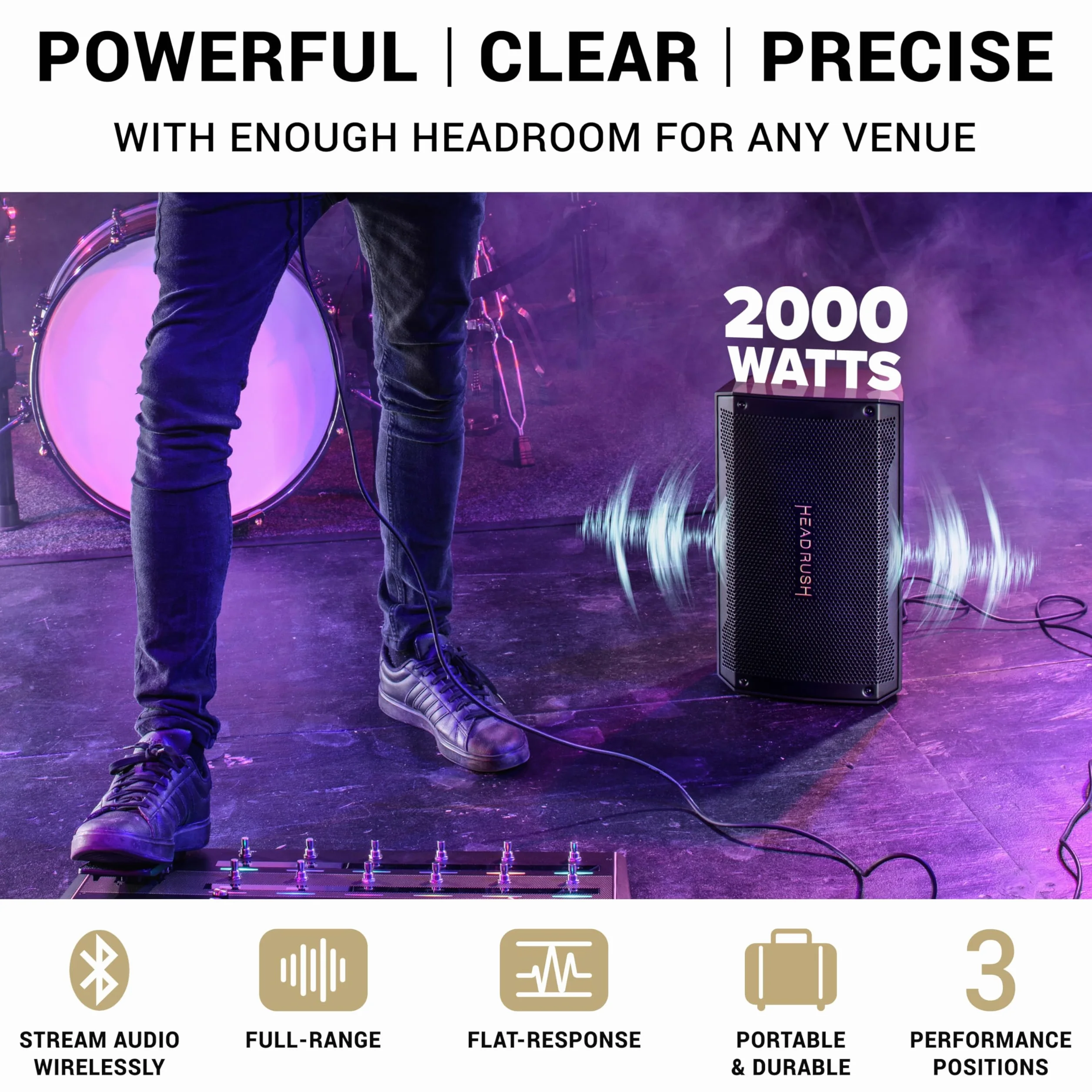 HeadRush FRFR108 MKII - Вzmacniacz do gitary elektrycznej i basowej 2000W, Bluetooth 8" o płaskiej charakterystyce do efektów i symulatorów wzmacniac