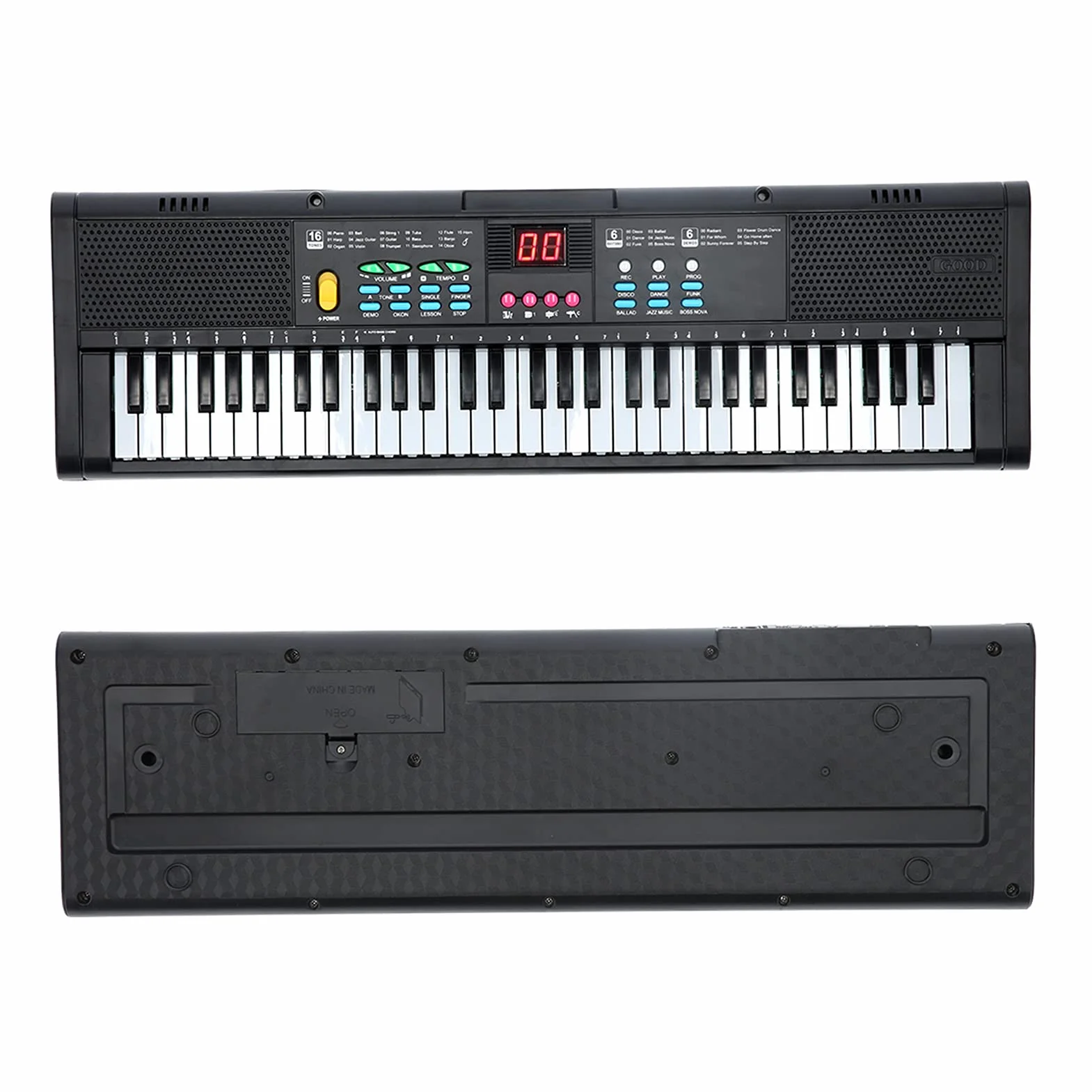 MQ6186 Klawiatura Pianino Przenośne, 61 Klawiszy Elektroniczne Cyfrowe Pianino Muzyczne Wielofunkcyjne z Mikrofonem z Pełnowymiarowymi Klawiszami dla Początkujących Dzieci
