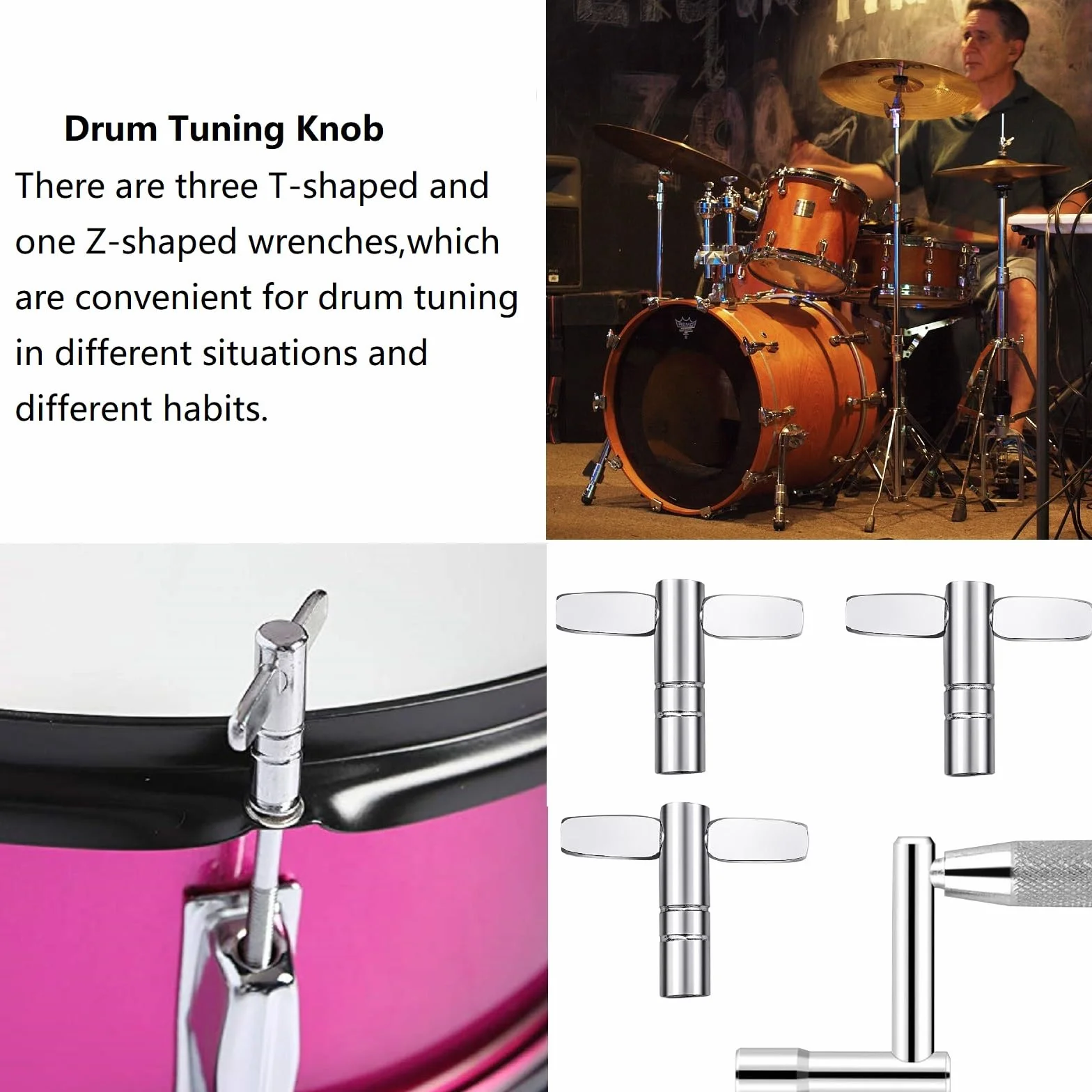 Bavooty Klucz Perkusyjny, 4 sztuki, Srebro, Metalowy, Tuning Keys, Do Instrumentów Perkusyjnych