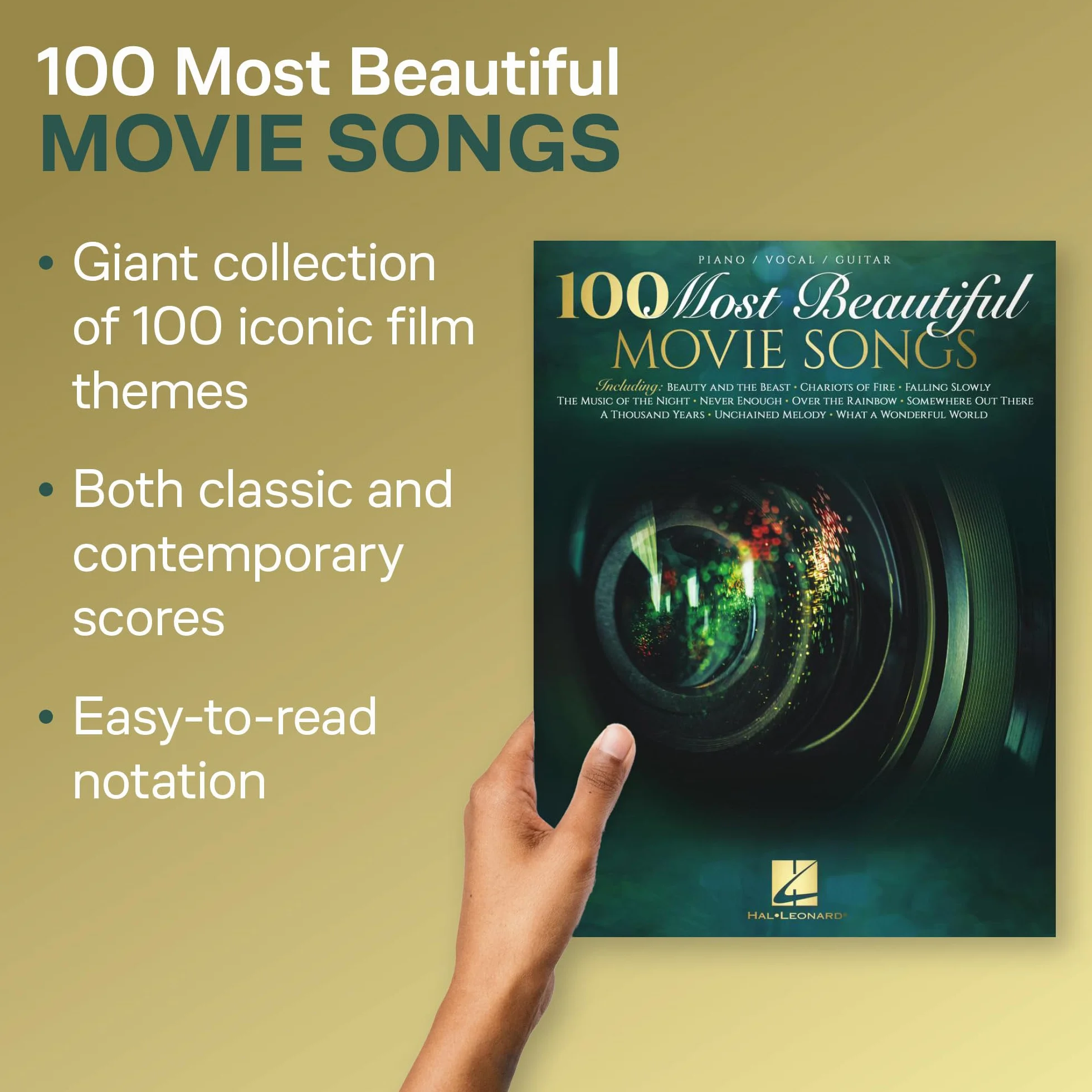 100 Most Beautiful Movie Songs Piano/Vocal/Guitar Songbook Sheet Music for Iconic Film Themes Easy Arrangements for All Skill Levels Popular Movie Music