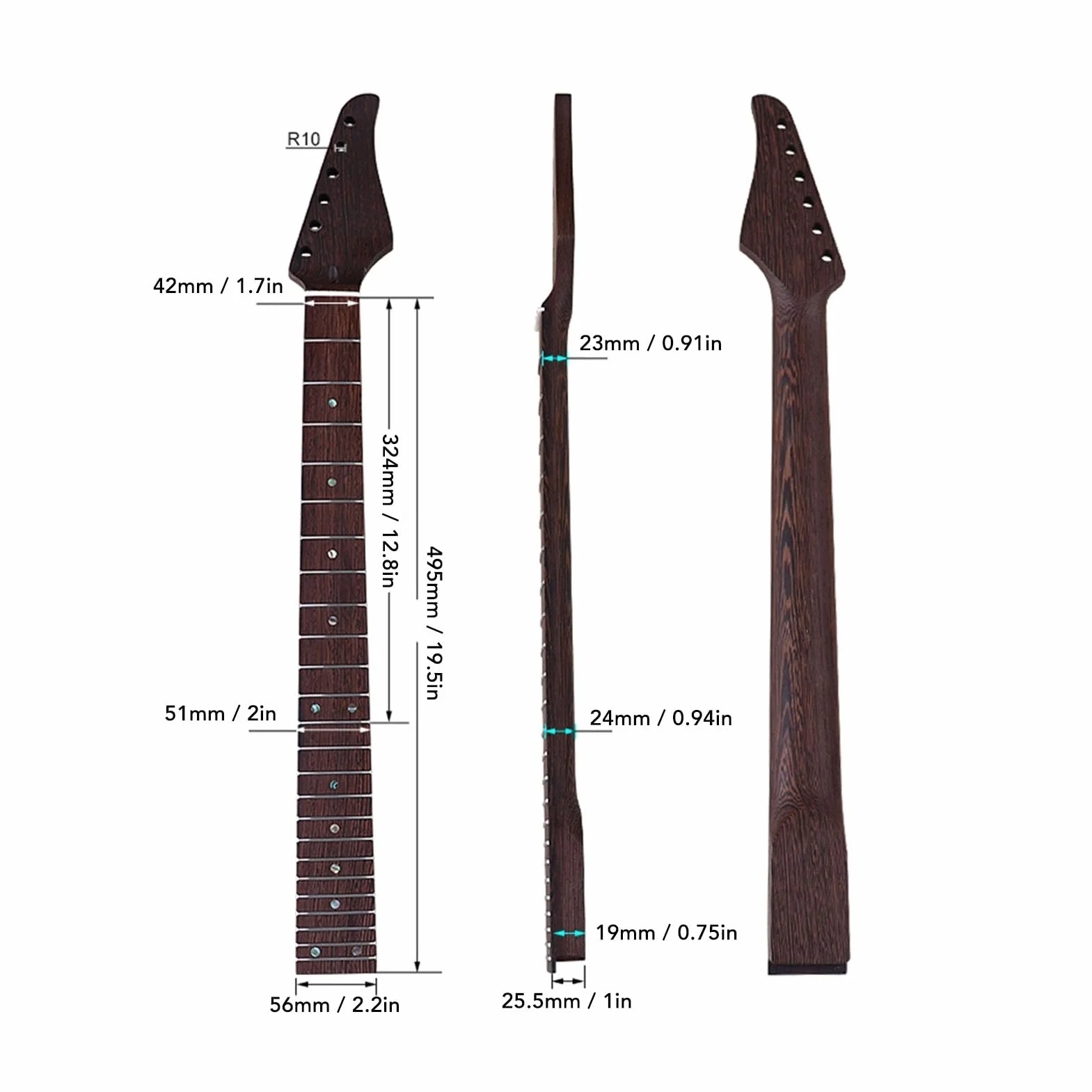 Gryf Gitary Elektrycznej, 22 Progi Materiał z Drewna Wenge Wymiana Gryfu Gitary, Dźwięku Gryf Gitary dla Suhr ST Gitara Gryf Paddle Head Niedokończone Części Wymień