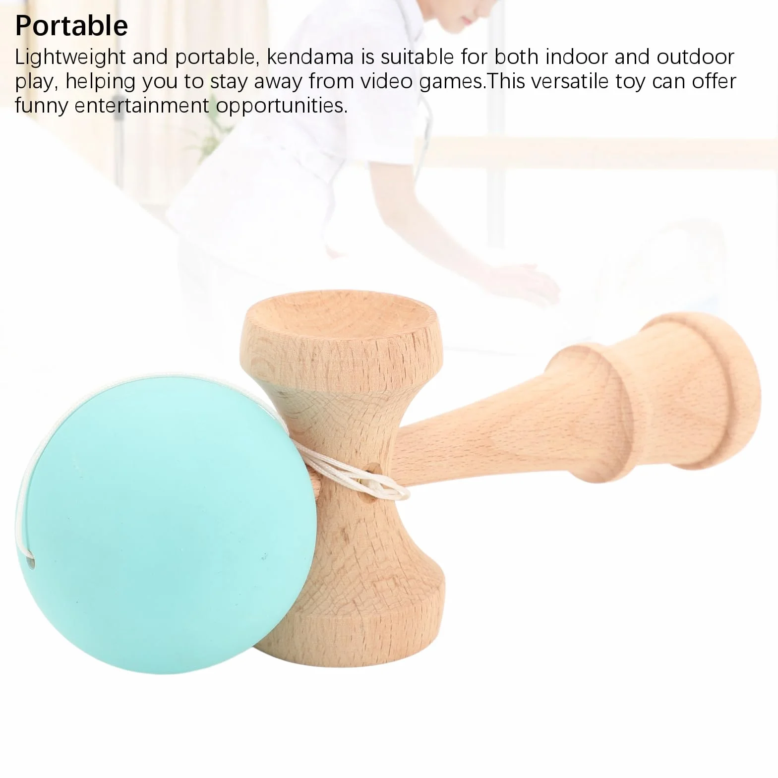Kendama Toy, Wooden Catch Ball Kendama Wooden Kendama Toy Portable Kendama Poprawia koordynację Oka Dłoni ze Sznurkiem do Pomieszczenia i na Zewnątrz (PURPLE) (GREEN)