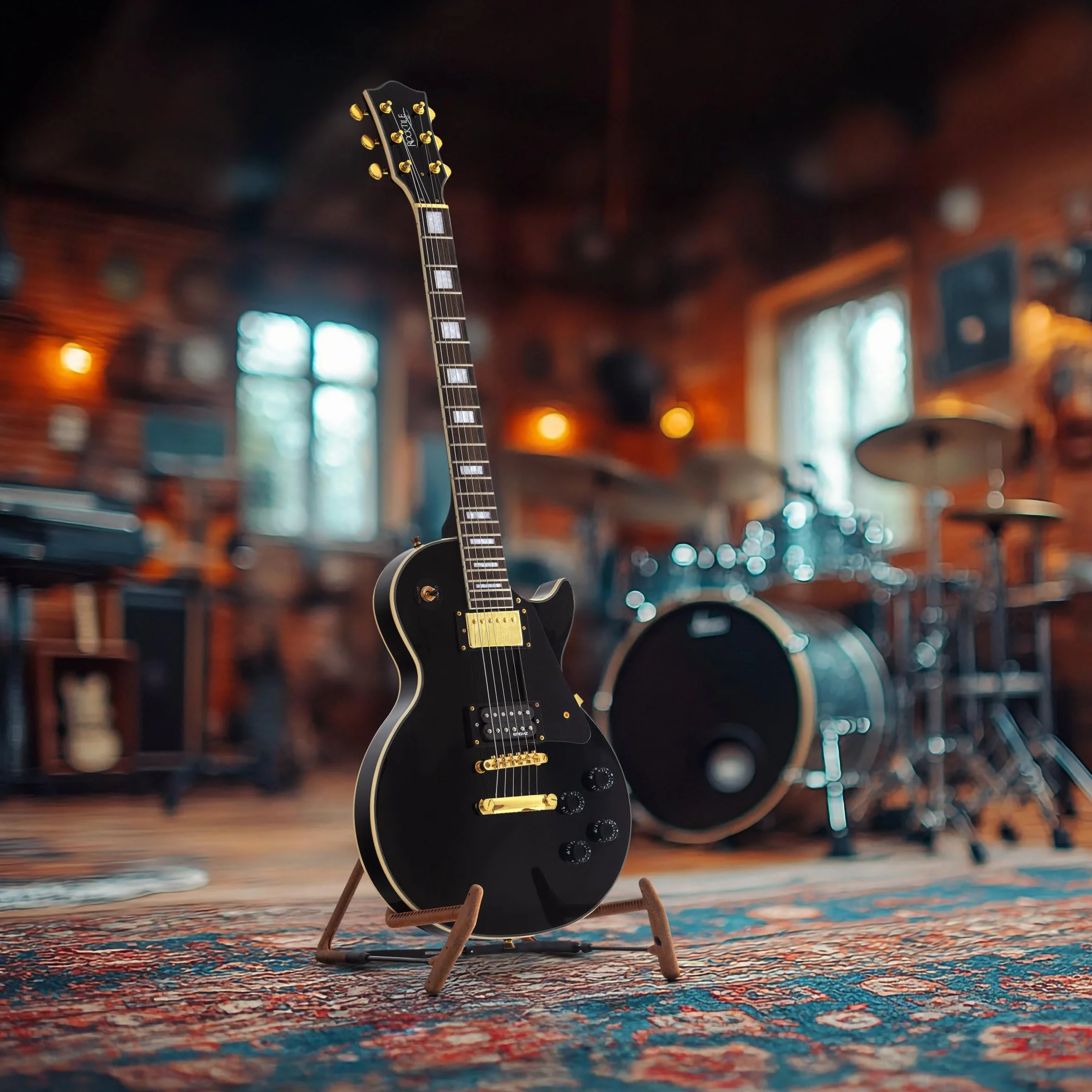 Rocktile Pro L-200BK gitara elektryczna czarna Deluxe
