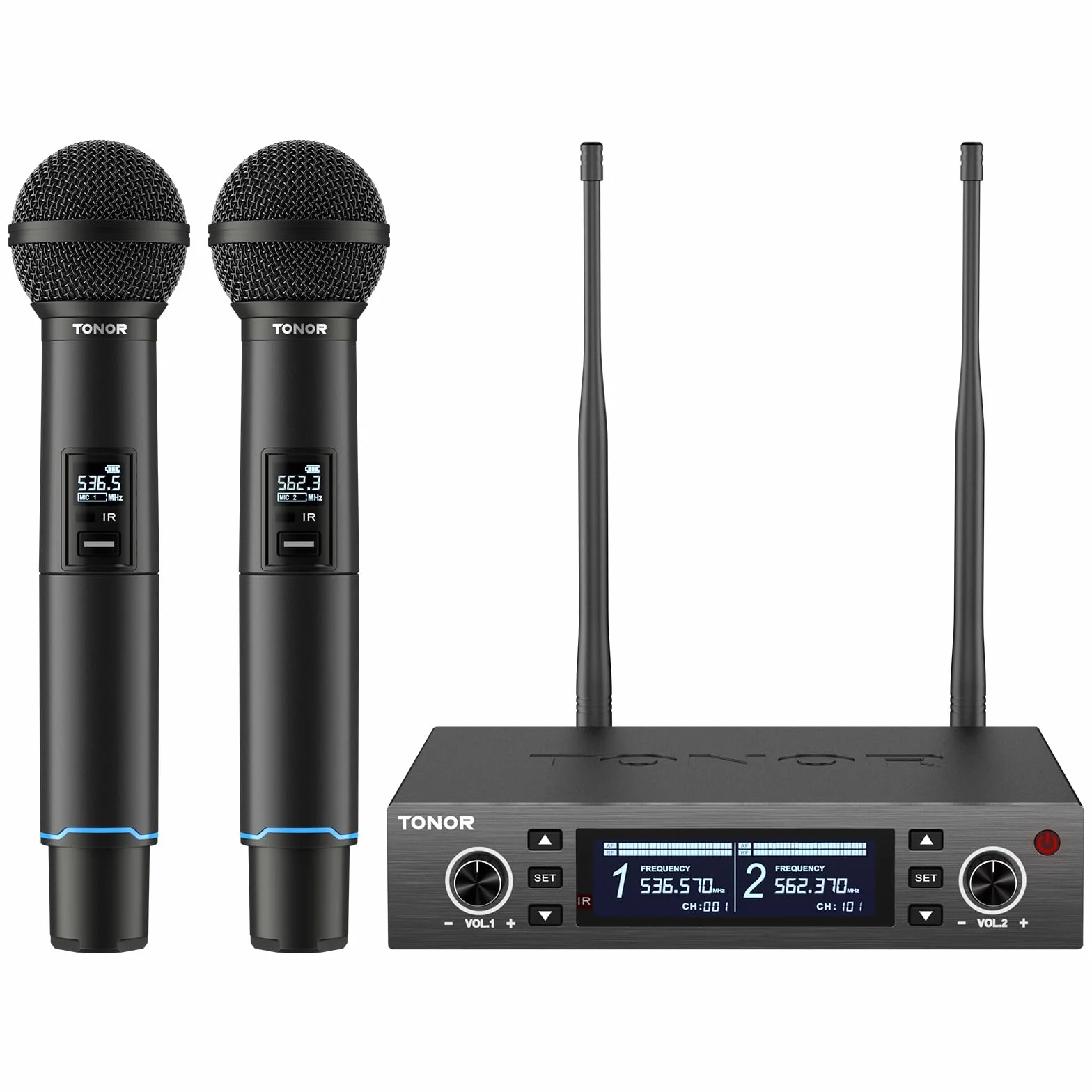 Profesjonalny system mikrofonów bezprzewodowych TONOR, regulacja częstotliwości 100x2 UHF, automatyczne skanowanie i parowanie IR, bezprzewodowy mikrofon 100 m do karaoke, śpiewu, na wesele TW750