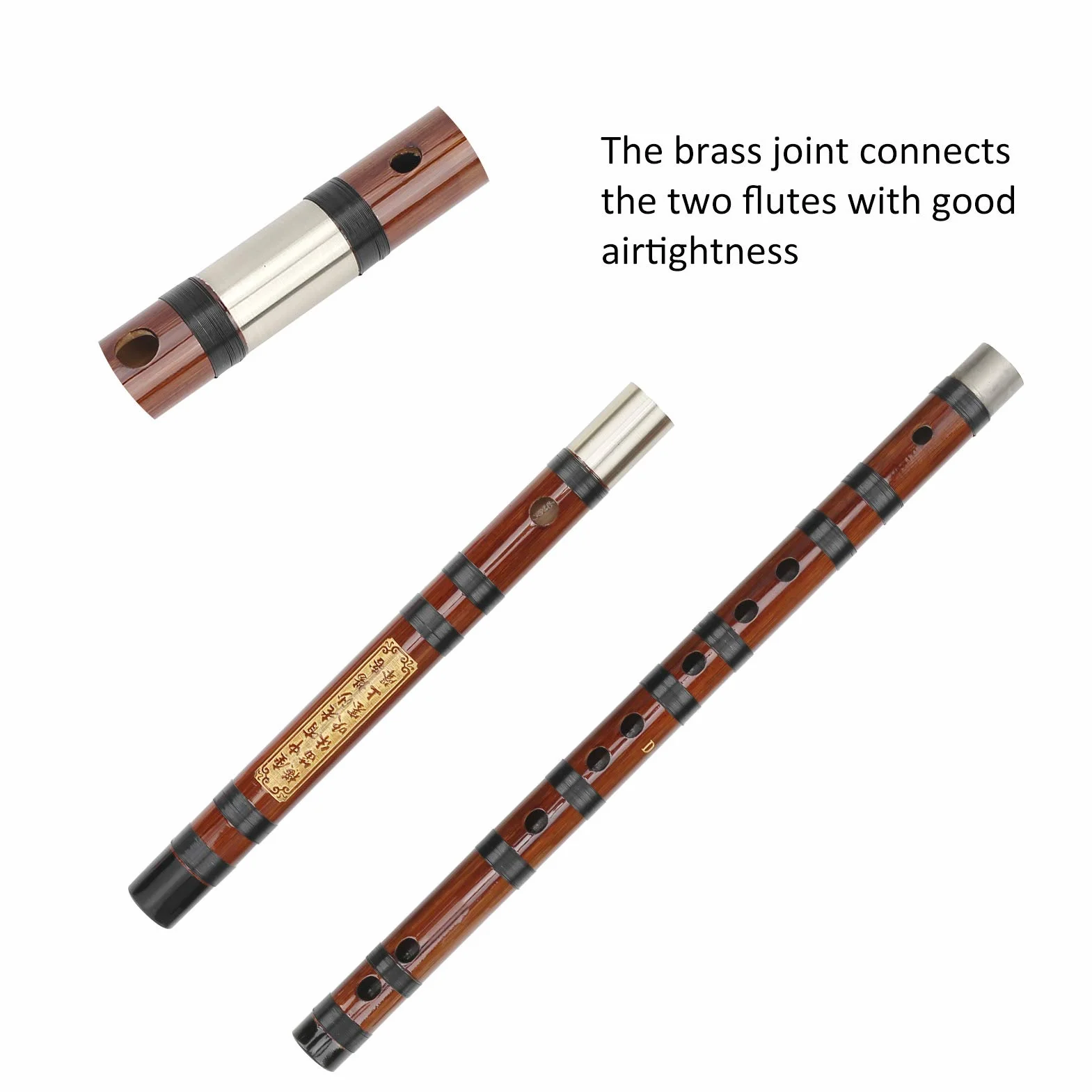 Walfront Bamboo Flet D-Key Dizi Bitter Bamboo Flute For Beginners With Lettering Body 8 Years Dry Material Dizi Zestaw Chiński Instrument Muzyczny