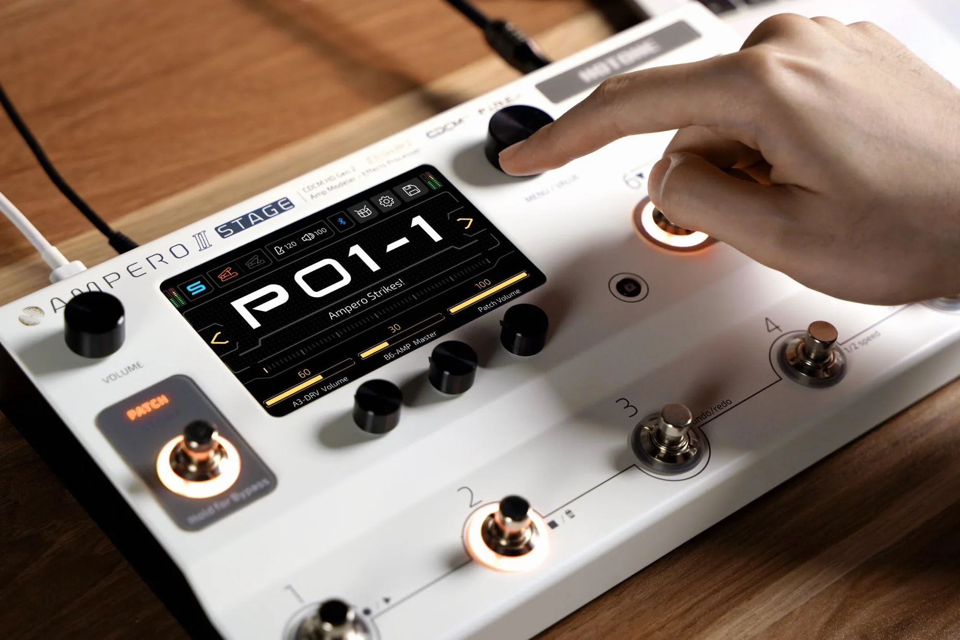 HOTONE Procesor z wieloma efektami, ekran dotykowy, gitara, bas, wzmacniacz, modelowanie, szafki na podczerwień, symulacja, podwójny efekt, łańcuchy z pętlą FX, MIDI I/O Stereo OTG, interfejs audio