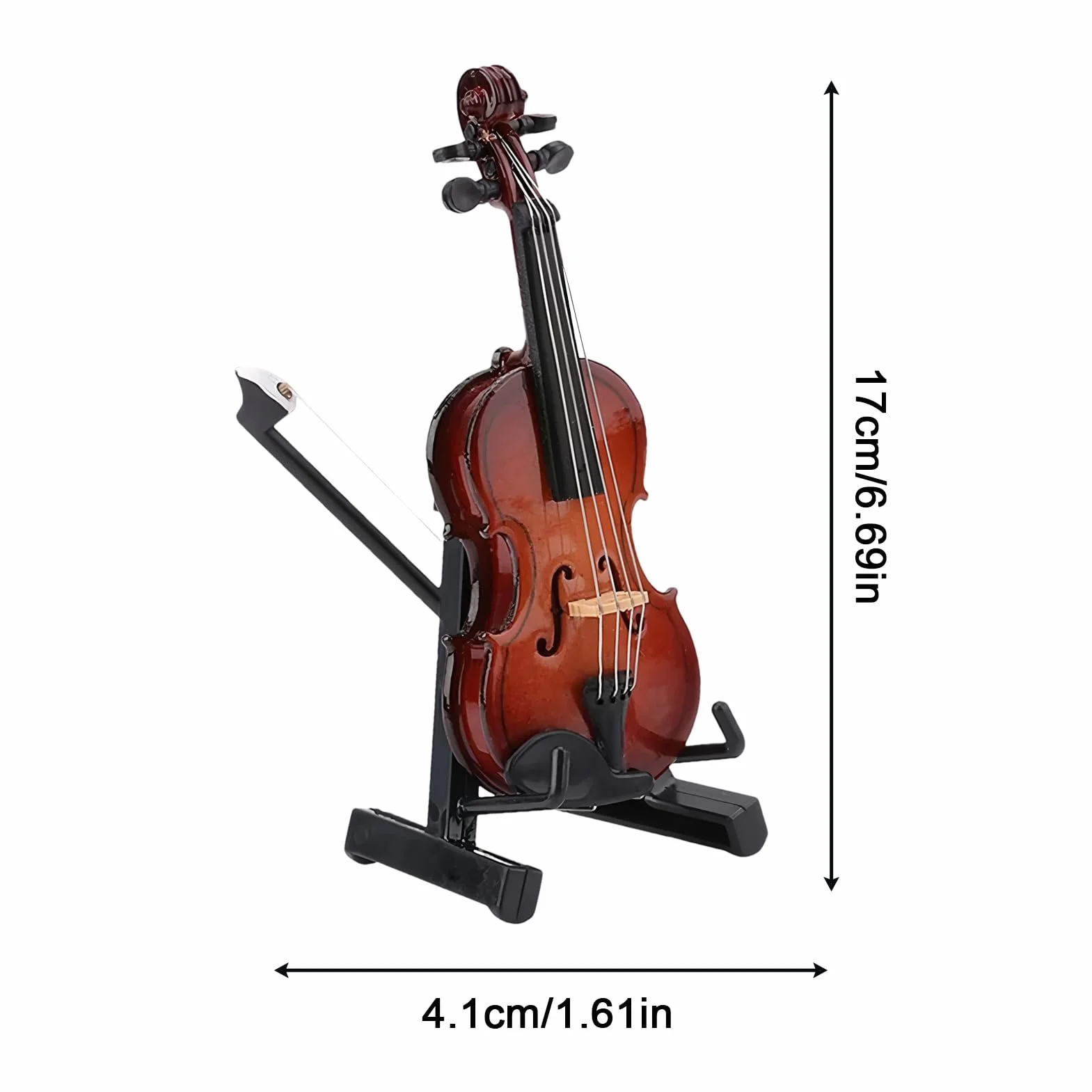 Miniaturowe skrzypce – mini instrument muzyczny, model skrzypiec ze stojakiem – przedmiot kolekcjonerski, dekoracja biurko do salonu, gabinetu, biura
