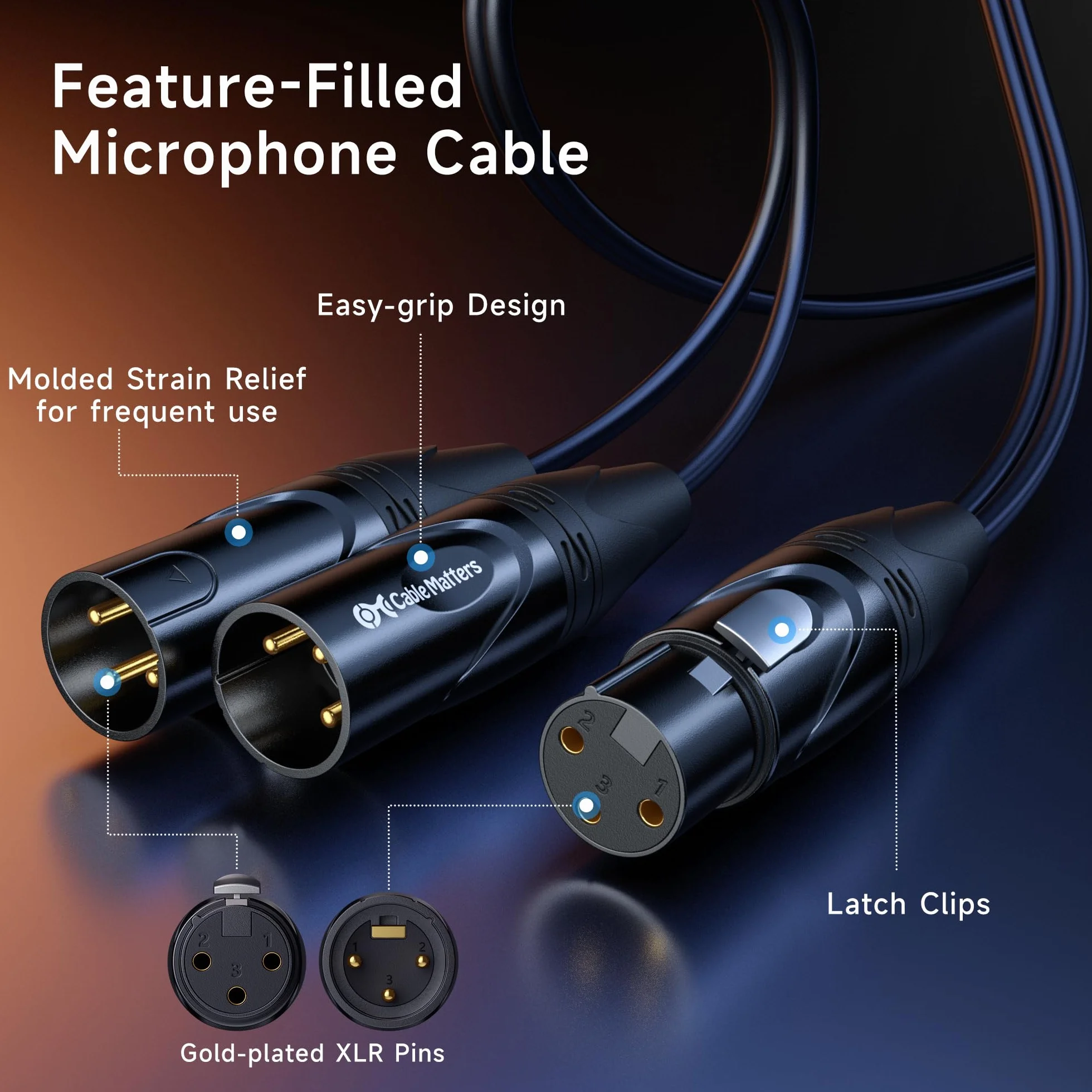 Cable Matters zbalansowany kabel rozdzielający XLR Y - 1,8 m, XLR splitter 2× męski do 1× żeński, 3-pin