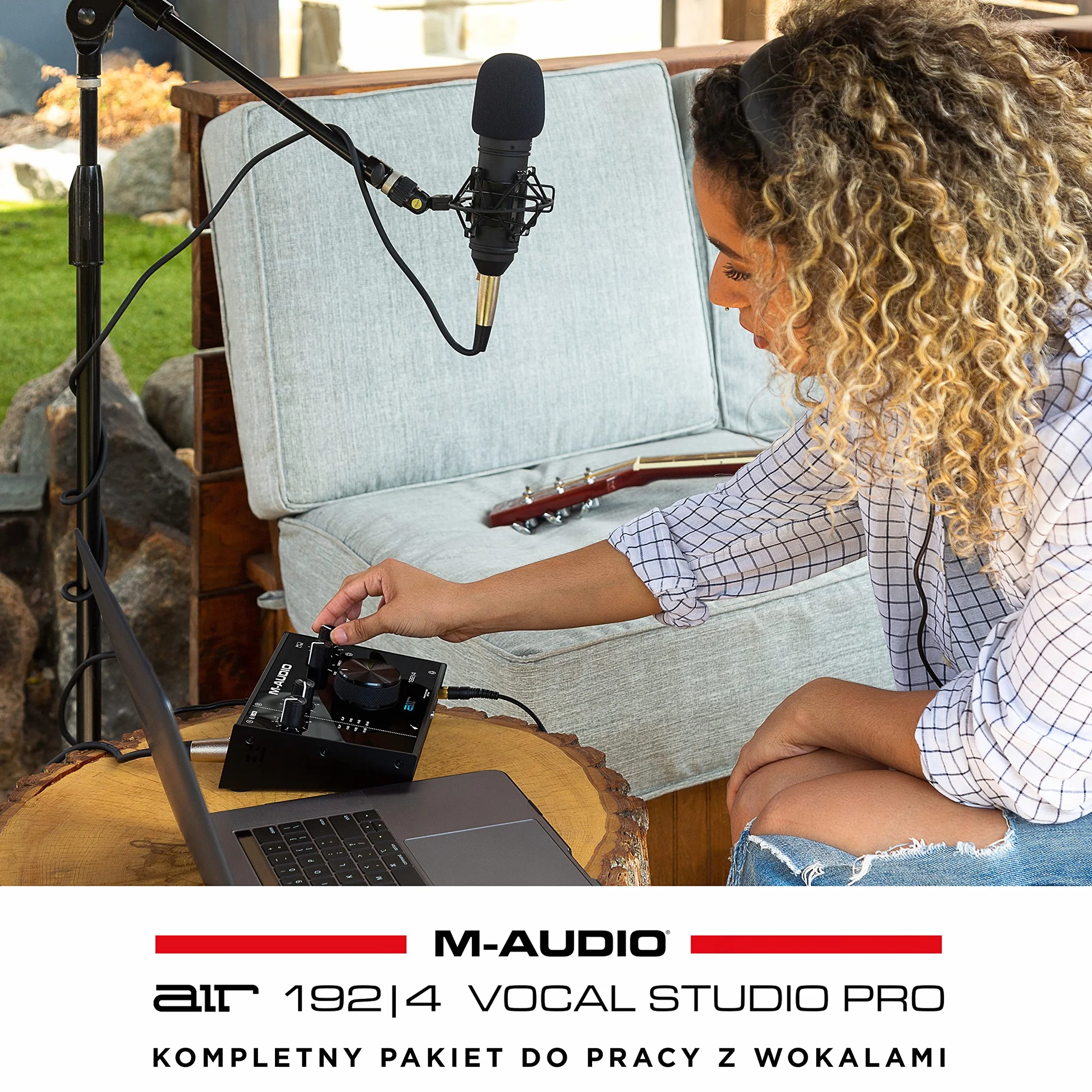 M-AUDIO AIR 192x4 Vocal Studio Pro – Interfejs audio USB z 2 wejściami i 2 wyjściami z mikrofonem pojemnościowym, uchwytem przeciwwstrząsowym, kablem XLR, słuchawkami i profesjonalnego oprogramowania
