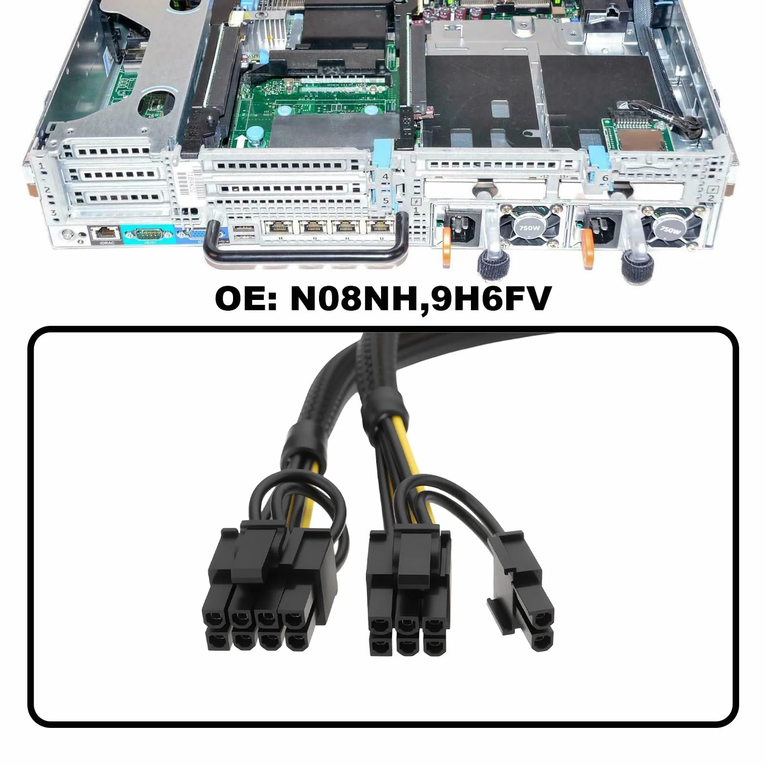 The Lord of the Tools Kabel zasilający karty graficznej GPU 8-pinowy na podwójny 8-pinowy 6+2-pinowy N08NH 9H6FV kompatybilny z Dell R720 R720XD R730
