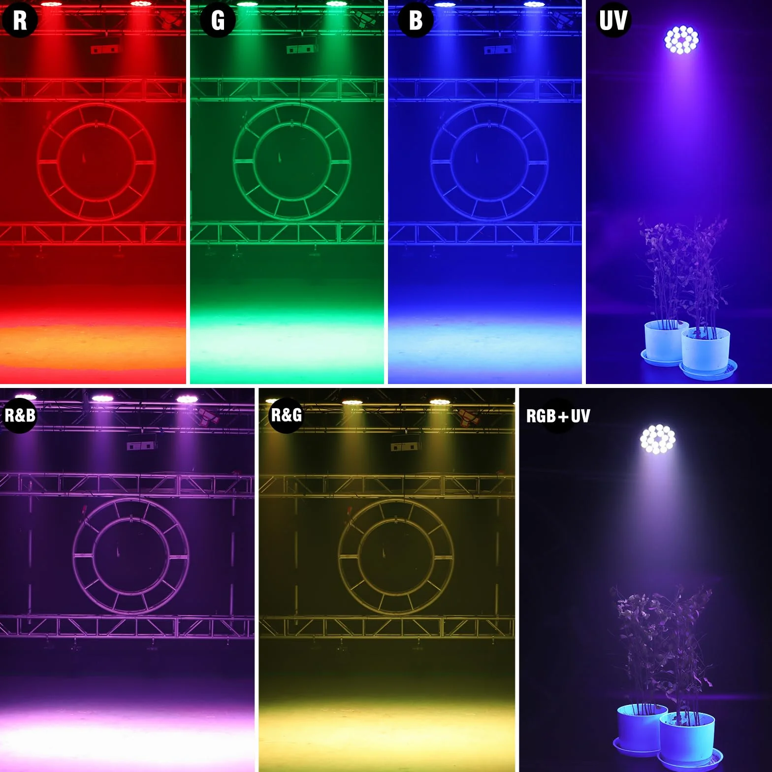 LED Par UV reflektor punktowy 200W 18 LED światło sceniczne światło dyskotekowe, 8CH RGB DMX dźwięk stroboskopowy tryb aktywny oświetlenie DJ efekt świetlny na imprezę Halloween