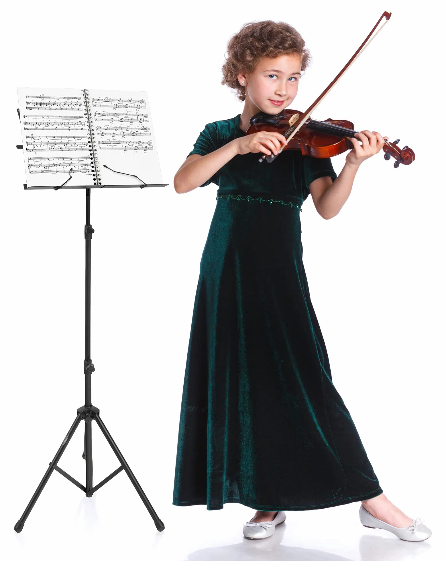 Classic Cantabile Stojak na nuty "Easy" z torbą – nowy mechanizm ułatwia otwieranie półki – regulacja wysokości od 45 – 118 cm – tylko 1,2 kg – w zestawie zaciski do nut – odpowiedni dla dzieci – czarny