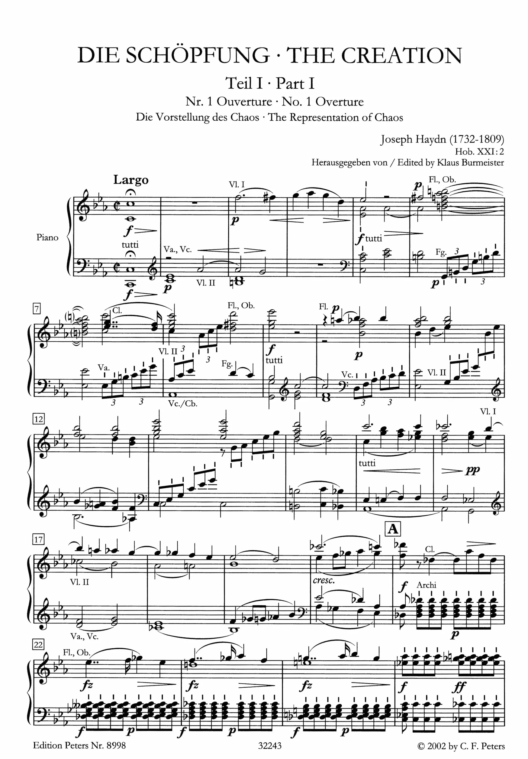 Die schopfung (ka): Oratorium für Solostimmen, Chor und Orchester / Klavierauszug