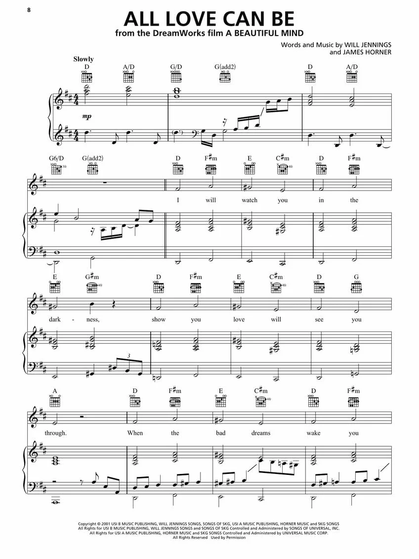 100 Most Beautiful Movie Songs Piano/Vocal/Guitar Songbook Sheet Music for Iconic Film Themes Easy Arrangements for All Skill Levels Popular Movie Music