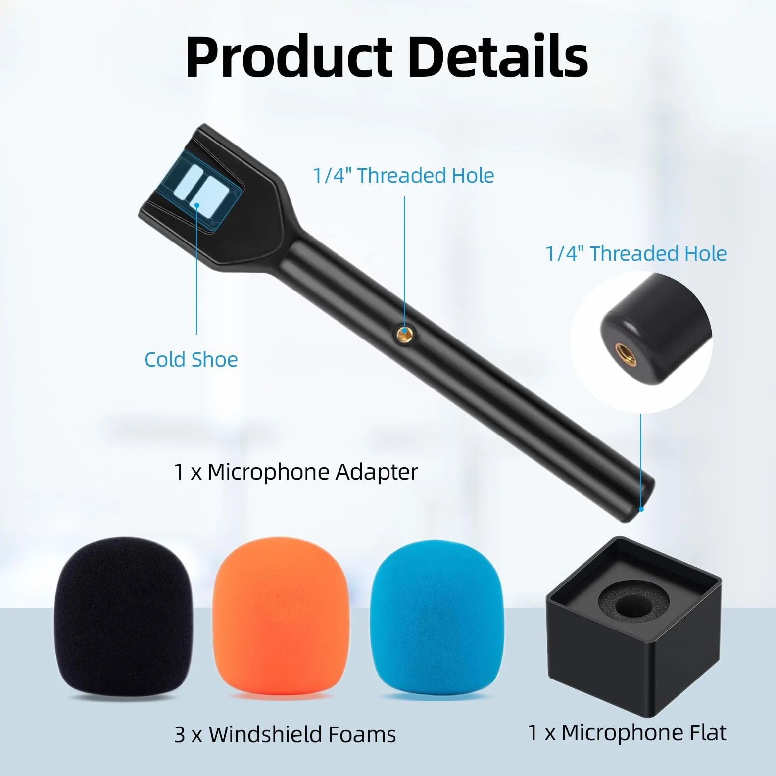 do DJI Mic Handle DJI Mic Mini Rode bezprzewodowy stojak na mikrofon Go Ręczny wywiad Go Grip z gwintem 1/4 cala 3 kolorowa pianka i adapter flagi mikrofonu do raportów podcastów vlog, StarRig