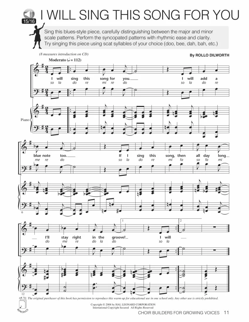 Choir builders for growing voices +cd: 18 Vocal Exercises for Warm-Up & Workout