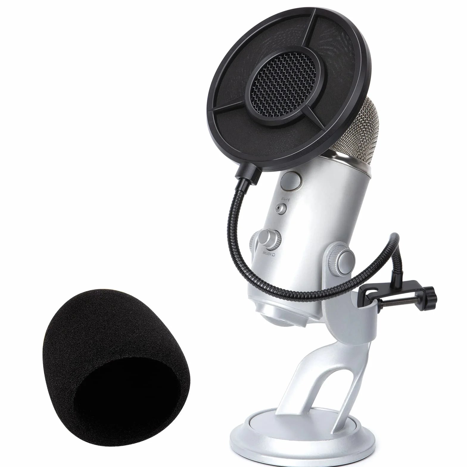 Blue Yeti Filtr pop z pianką z osłoną mikrofonu, filtr pop do mikrofonu Blue Yeti do blokowania materiałów wybuchowych, średnica 14 cm, 6 warstw Blue Yeti osłona mikrofonu od YOUSHARES