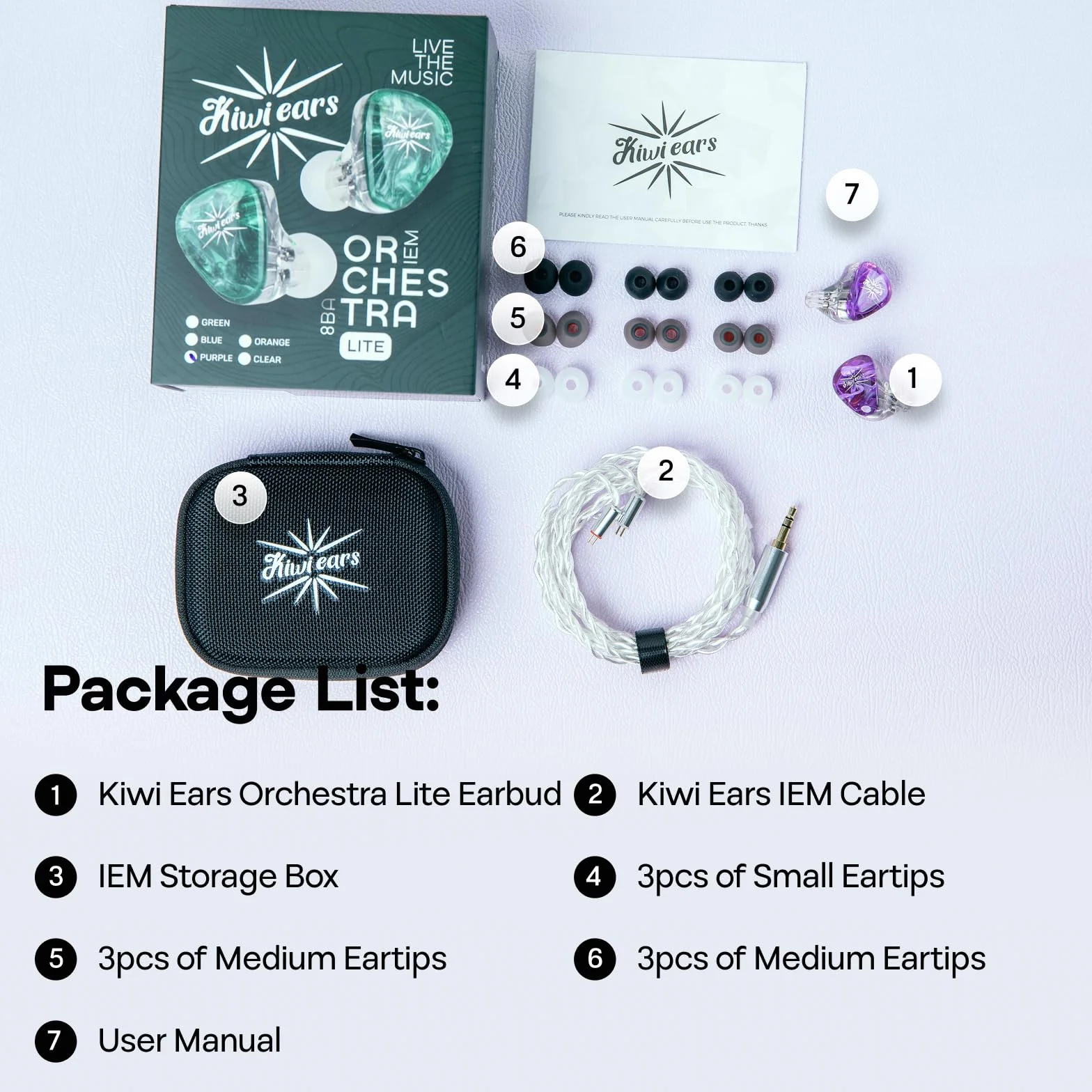 Linsoul Kiwi Ears Orchestra Lite Performance Custom 8BA Monitor douszny IEM z odłączanym 4-żyłowym miedzianym beztlenowym kablem OFC 7n, ręcznie wykonana płyta czołowa muzyka studyjnego(Niebieski)