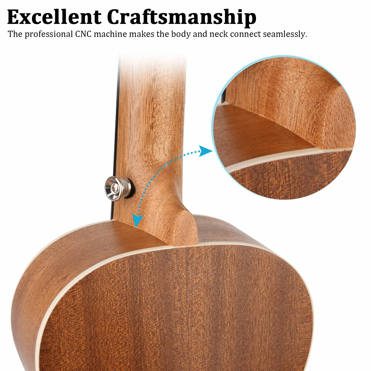 Sapele Ukulele sopranowe, zestaw startowy dla dzieci i dorosłych, 50 cm, z torbą, tunerem, nylonowymi strunami, pickiem, paskiem, mała gitara hawajska