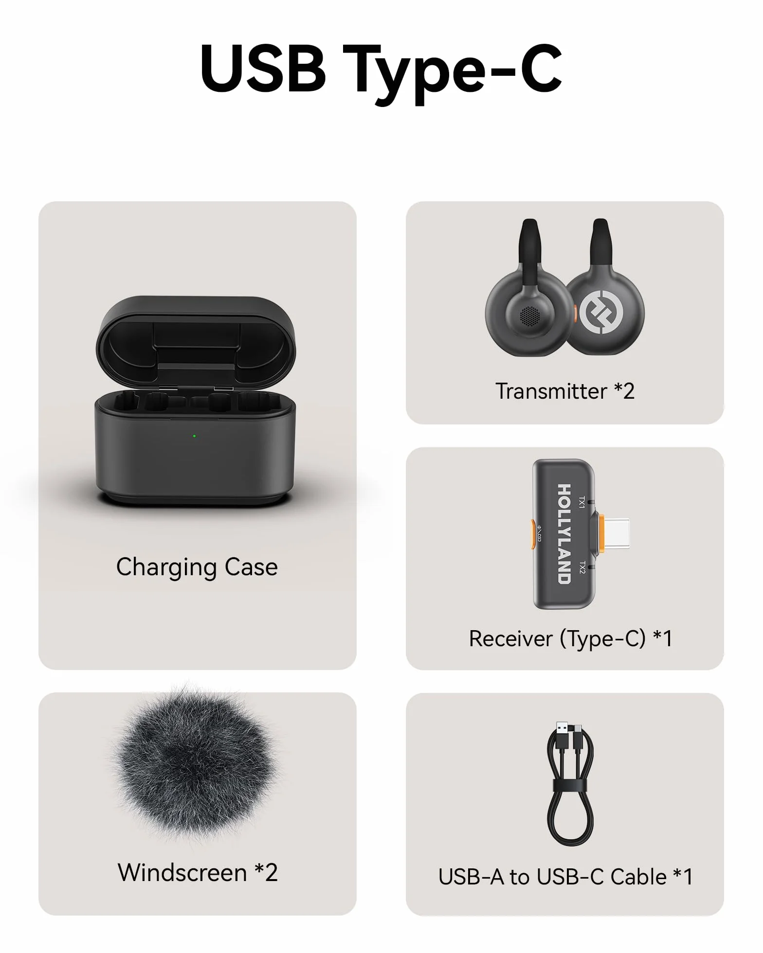 Mikrofon bezprzewodowy Hollyland Lark M2S z złączem USB-C do iPhone'a 15/16 i Androida, klips tytanowy, Plug and Play, redukcja szumów, zasięg 300 m, 27 godzin pracy baterii do vlogowania