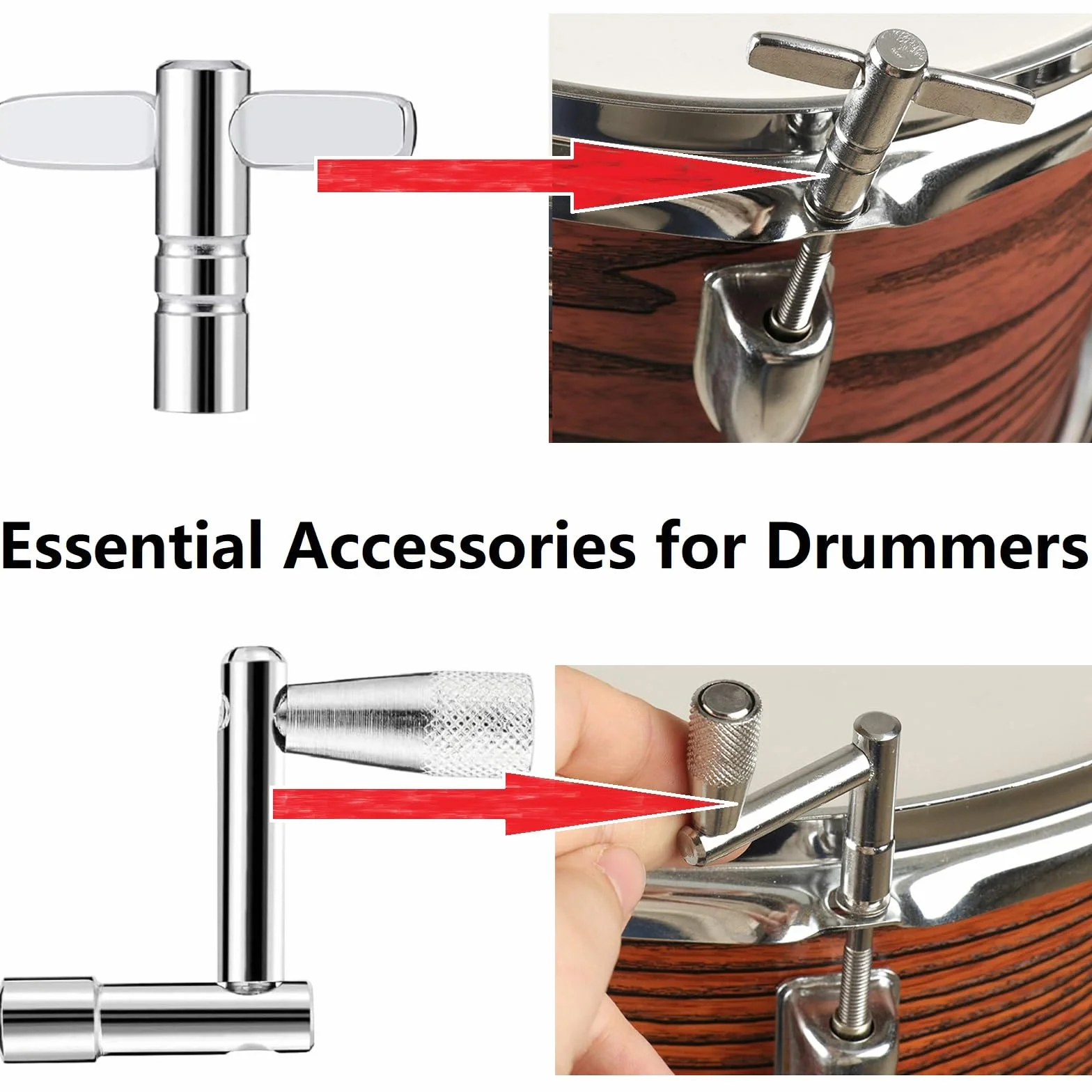 Bavooty Klucz Perkusyjny, 4 sztuki, Srebro, Metalowy, Tuning Keys, Do Instrumentów Perkusyjnych