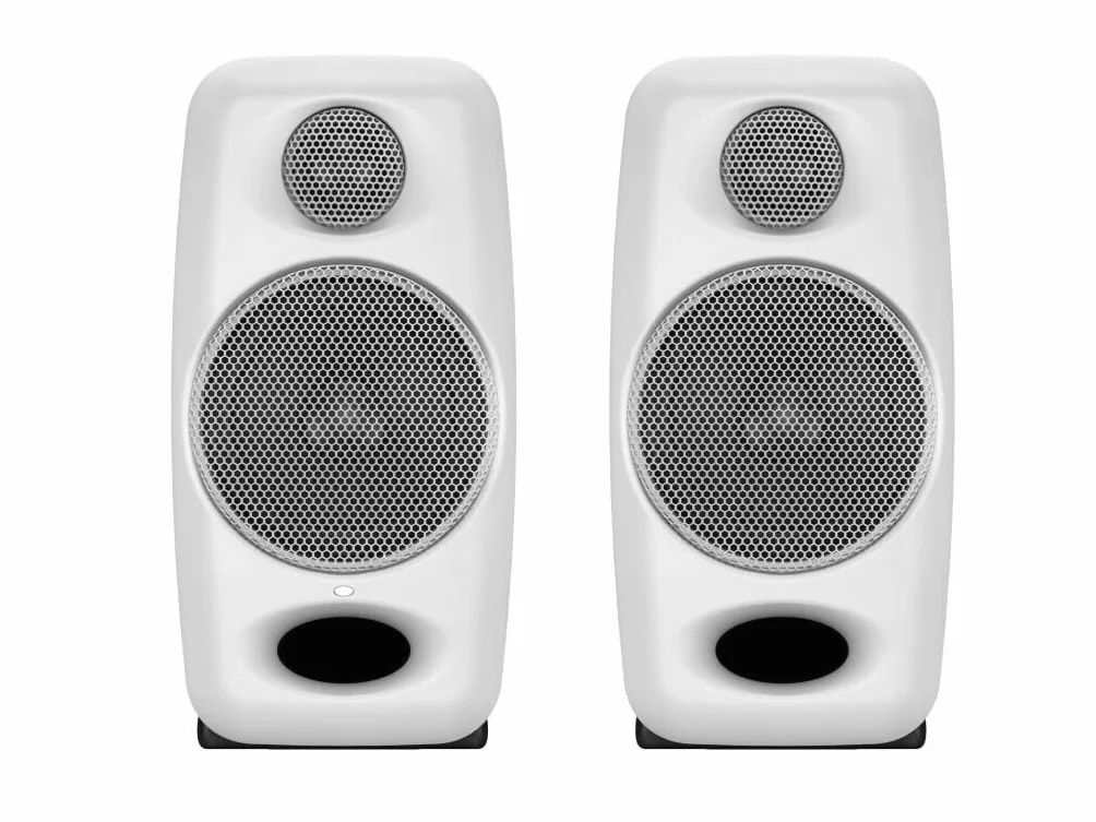 iLoud Micro Monitor White Special Edition – najmniejsza para monitorów referencyjnych studyjnych na świecie, 4 stopnie mocy klasy D, 50 W (RMS) bi-amped, Bass Reflex, biały