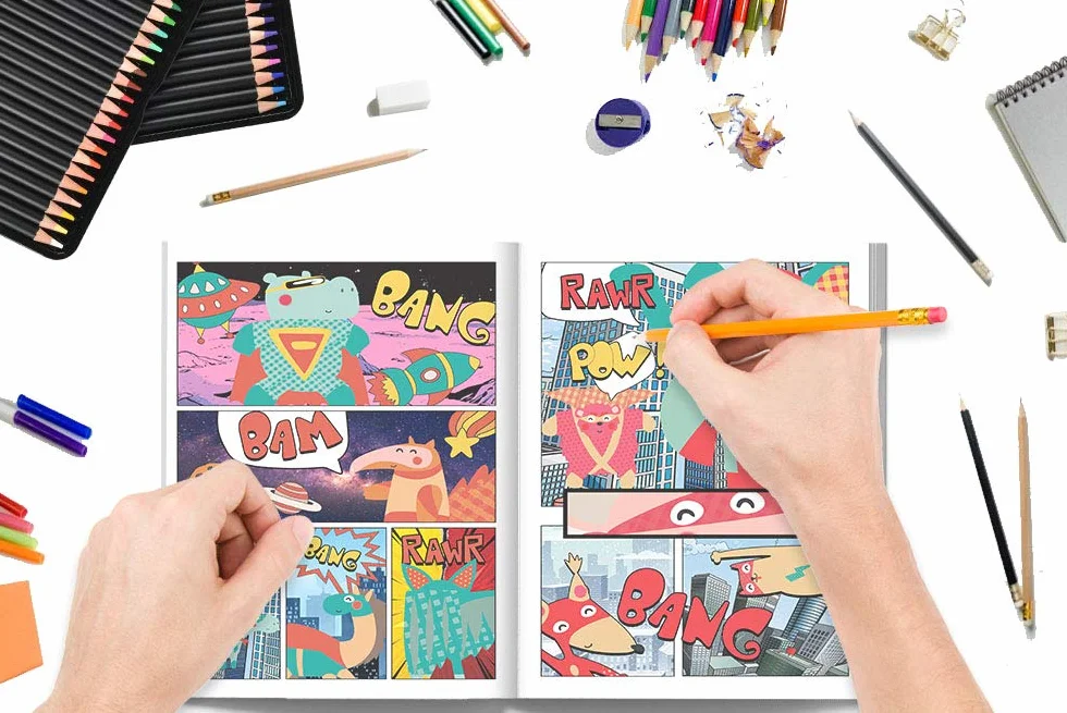 Create Your Own Comic Book: 100 Blank Comic Book Templates for Adults, Teens & Kids: Unicorn Cover 2834