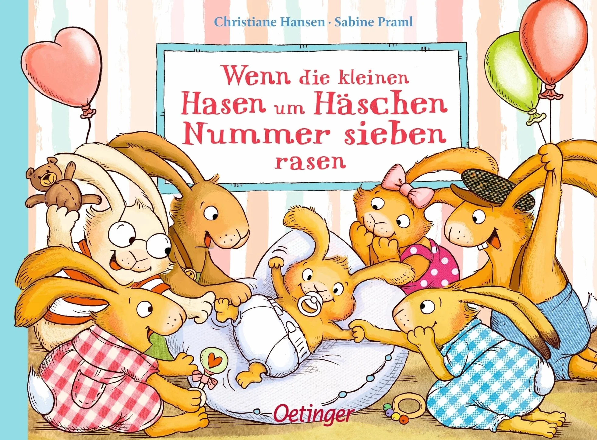 Wenn die kleinen Hasen um Häschen Nummer sieben rasen: Süßes Pappbilderbuch über die Geburt eines neuen Hasen-Geschwisterchens ab 2 Jahren