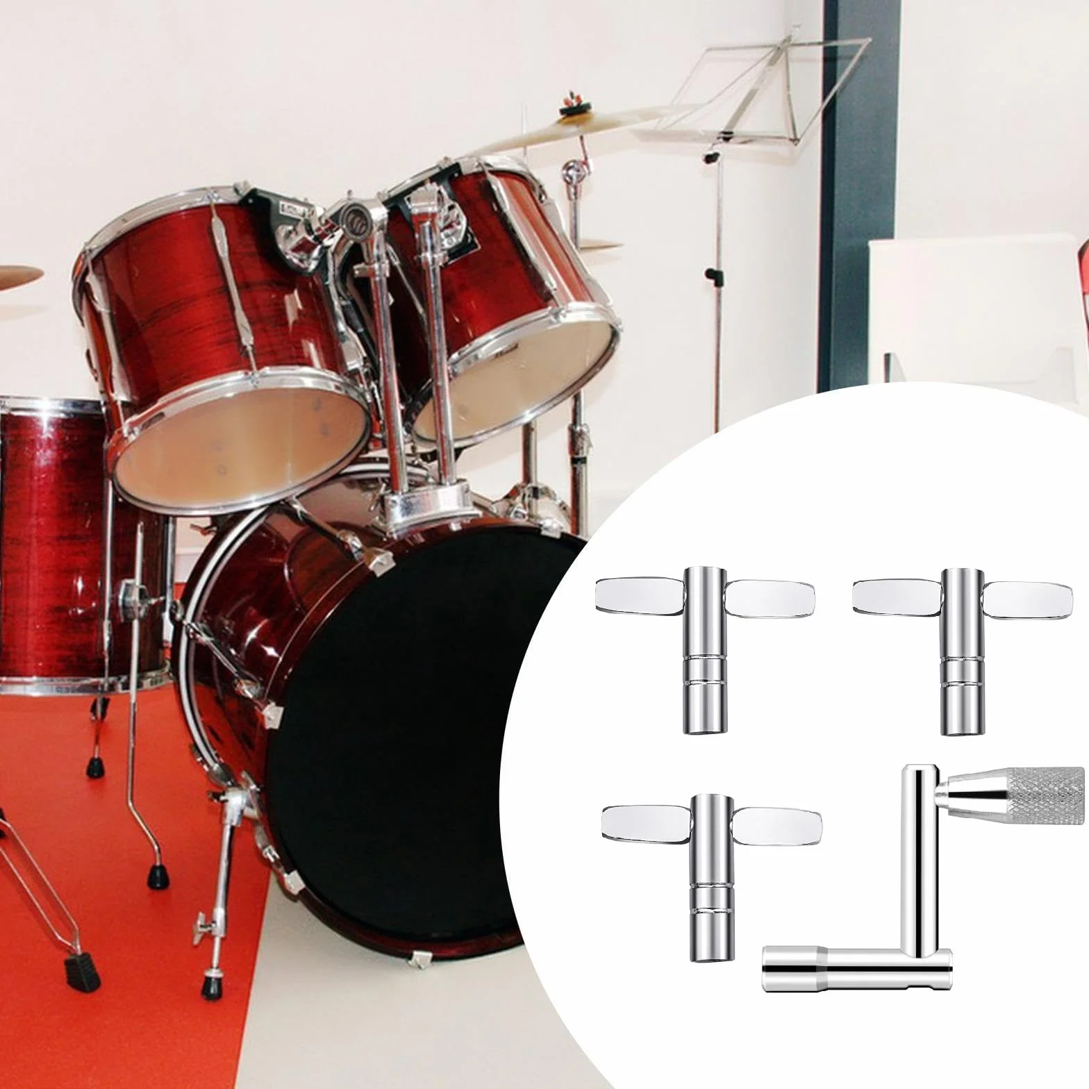 Bavooty Klucz Perkusyjny, 4 sztuki, Srebro, Metalowy, Tuning Keys, Do Instrumentów Perkusyjnych