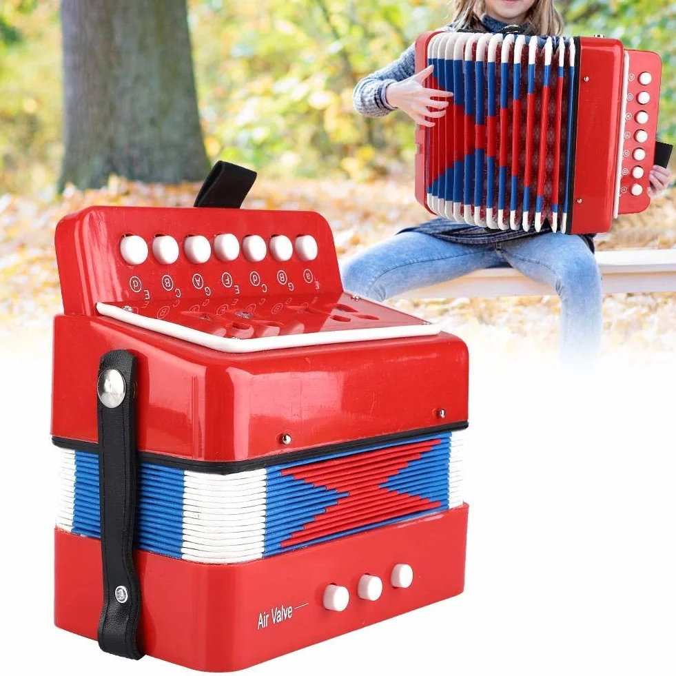 Harmonijka Mini 7 klawiszy, przenośny instrument muzyczny, zabawka dla dzieci, mały edukacyjny i innowacyjny fortepian (czerwony)