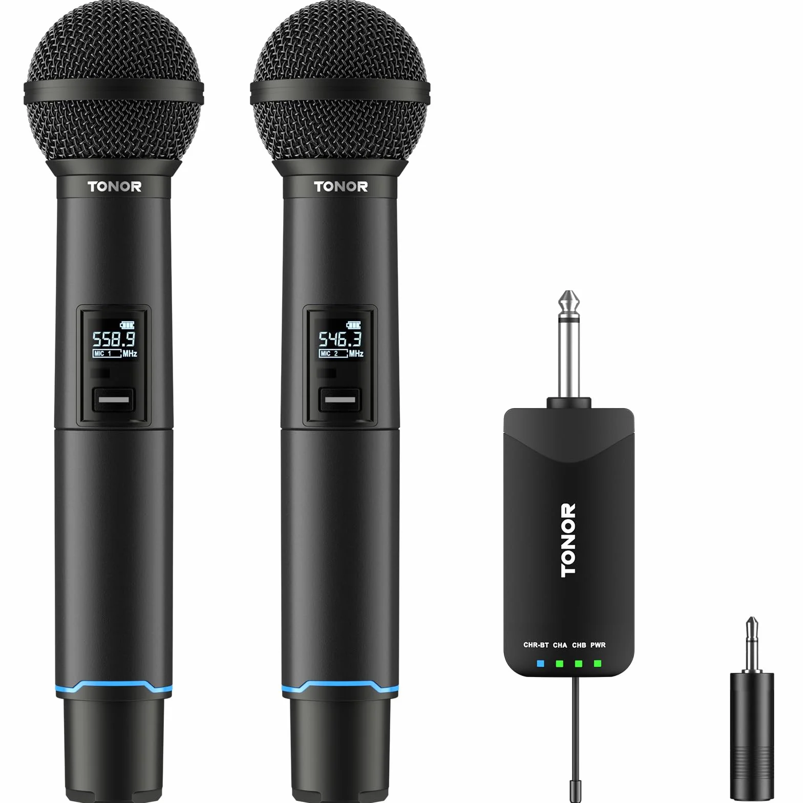 TONOR Profesjonalny Bezprzewodowy Mikrofonów, Ręczny Mikrofon Dynamiczny, Automatyczne Parowanie Bluetooth, Częstotliwość 2x25 UHF, dla Piosenkarzy/DJ-ów/Wesel/ślubów/Kościołów, 100 m, TW720