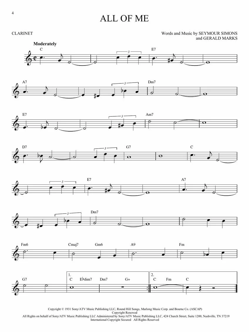 101 Jazz Songs for Clarinet