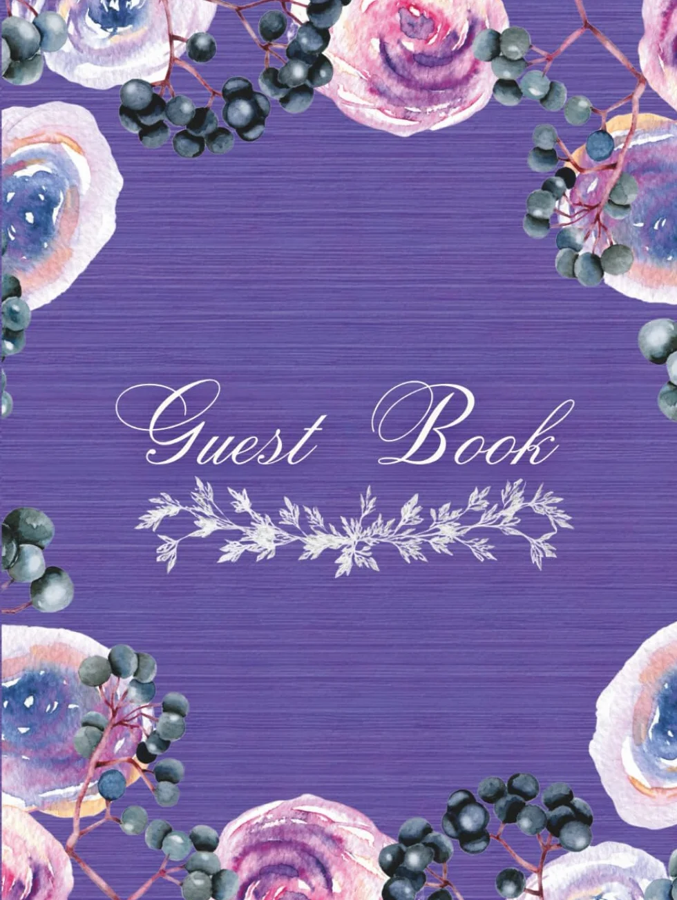 Elegant wedding Guest Book - Purple: Wedding Reception Registry Book | A Beautiful Guest Sign-in Book | 100 Lined Pages | 8.25" x 11" | Hardcover