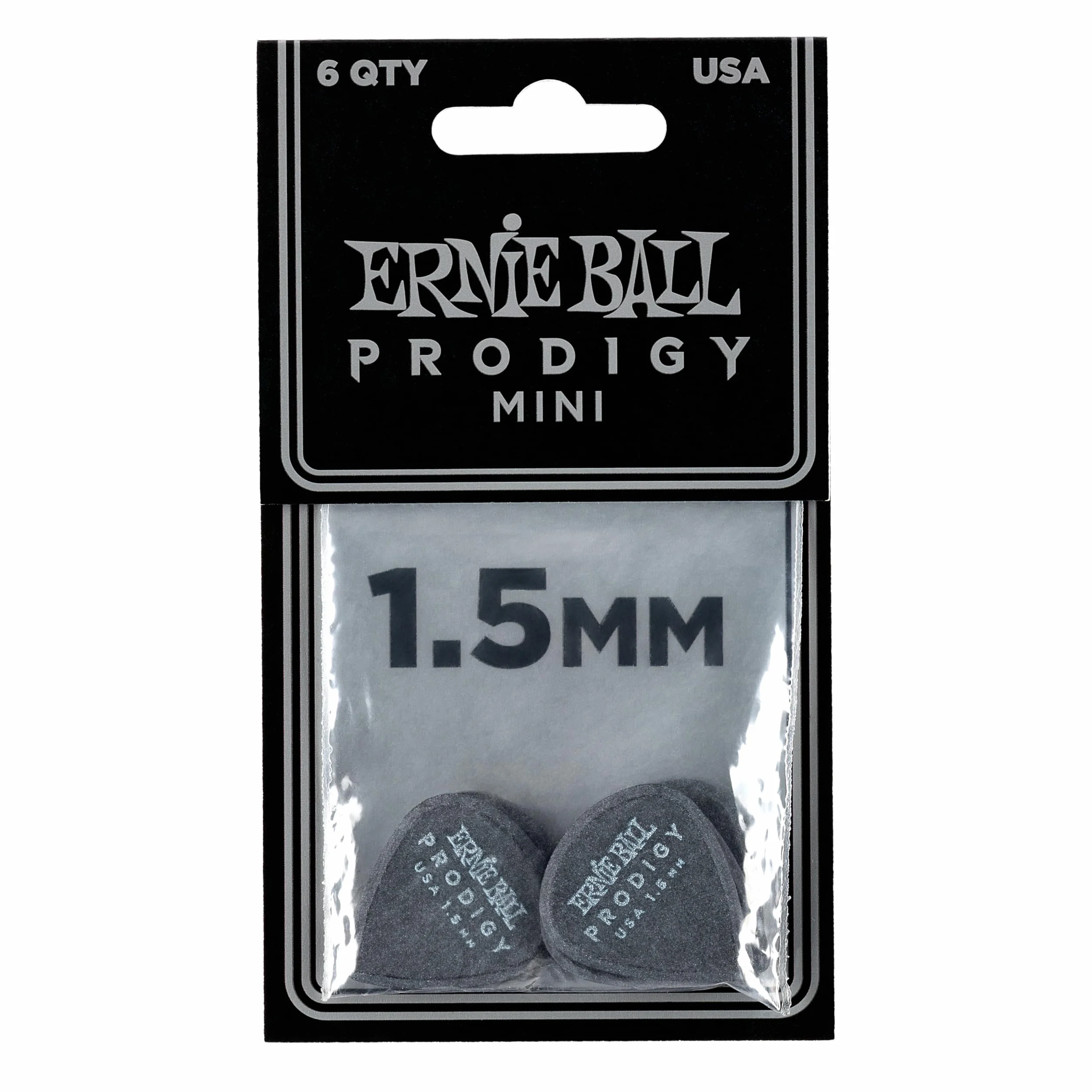 Ernie Ball P09200 1.5mm Mini Prodigy Picks 6-Pack, Grey
