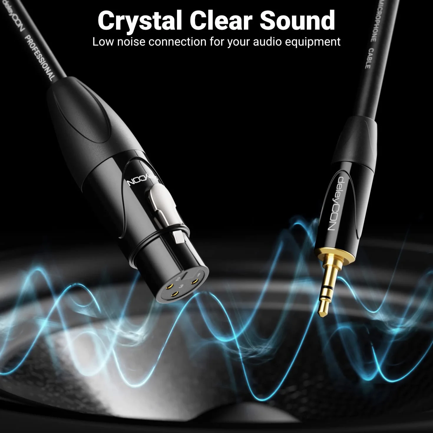 deleyCON 5m XLR na 3,5mm Klinke Stereo - Kabel Mikrofonowy Audio Adapter AUX - Jakość Studyjna - z czystej Miedzi OFC (AWG24) XLR Gniazdo na Klinke 3,5mm Wtyk - Metalowa Blokada