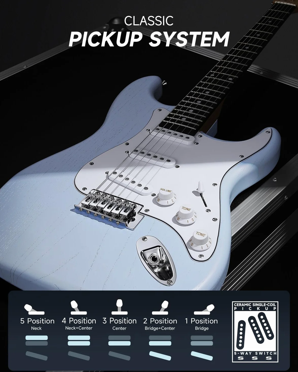 DONNER DST-80 gitara elektryczna 39 cali zestaw do gitary elektrycznej dla początkujących ze wzmacniaczem, klasyczny przetwornik SSS w komplecie z torbą koncertową, tunerem, kapo, paskiem, kostkami i