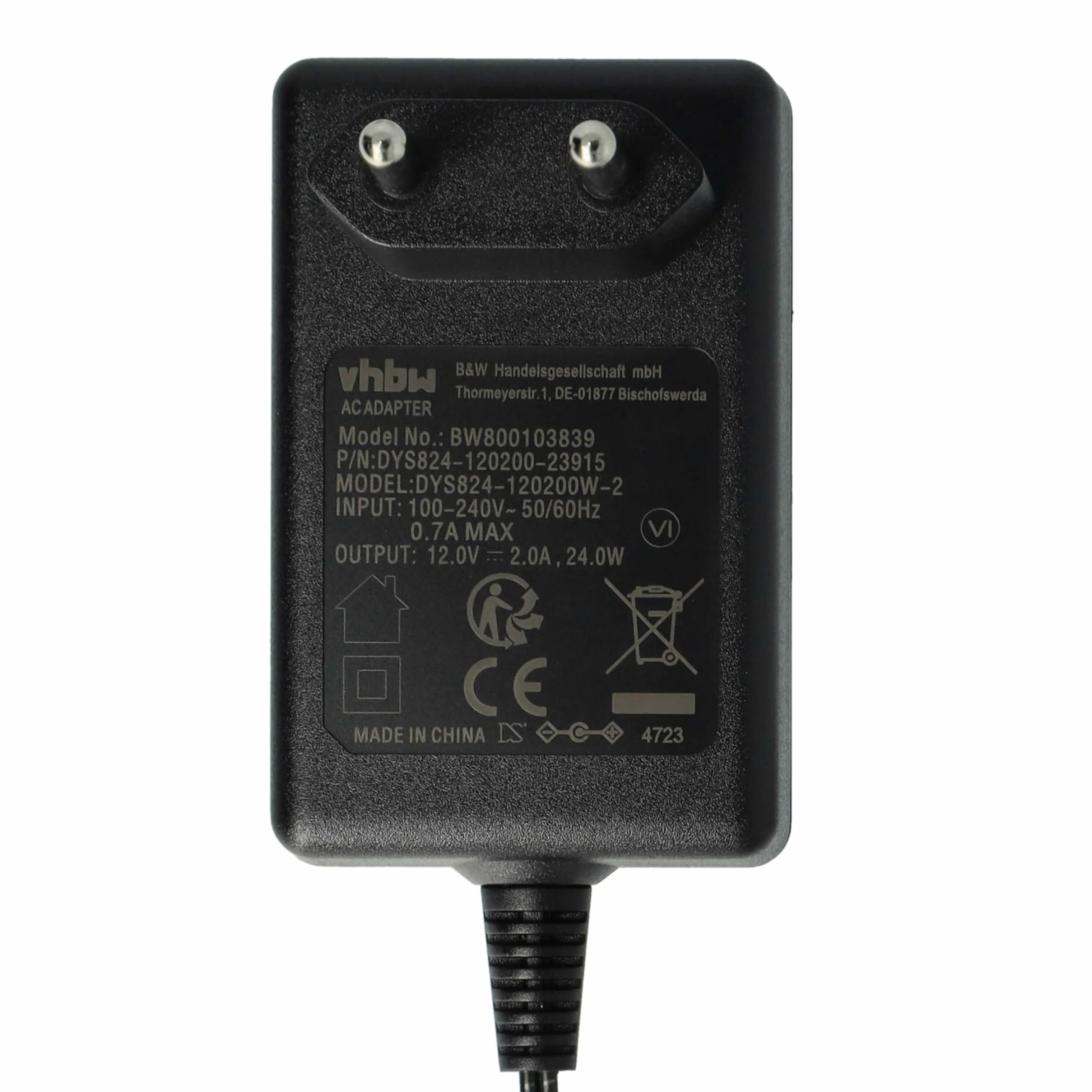 vhbw Zasilacz kompatybilny z Yamaha PSR-50, PSR-500, PSR-500m, PSR-510, PSR-530, PSR-540, PSR-550, PSR-6, PSR-60 Keyboard, E-Pianos - zamiennik do PA-5, PA-150, PA-150A, PA-5D