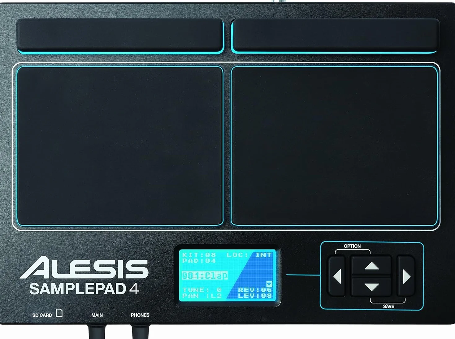 Alesis Sample Pad 4 - Kompaktowy instrument perkusyjny i wyzwalacz próbek z 4 czułymi na prędkość padami, 25 dźwiękami bębnów i gniazdem na kartę SD/SDHC