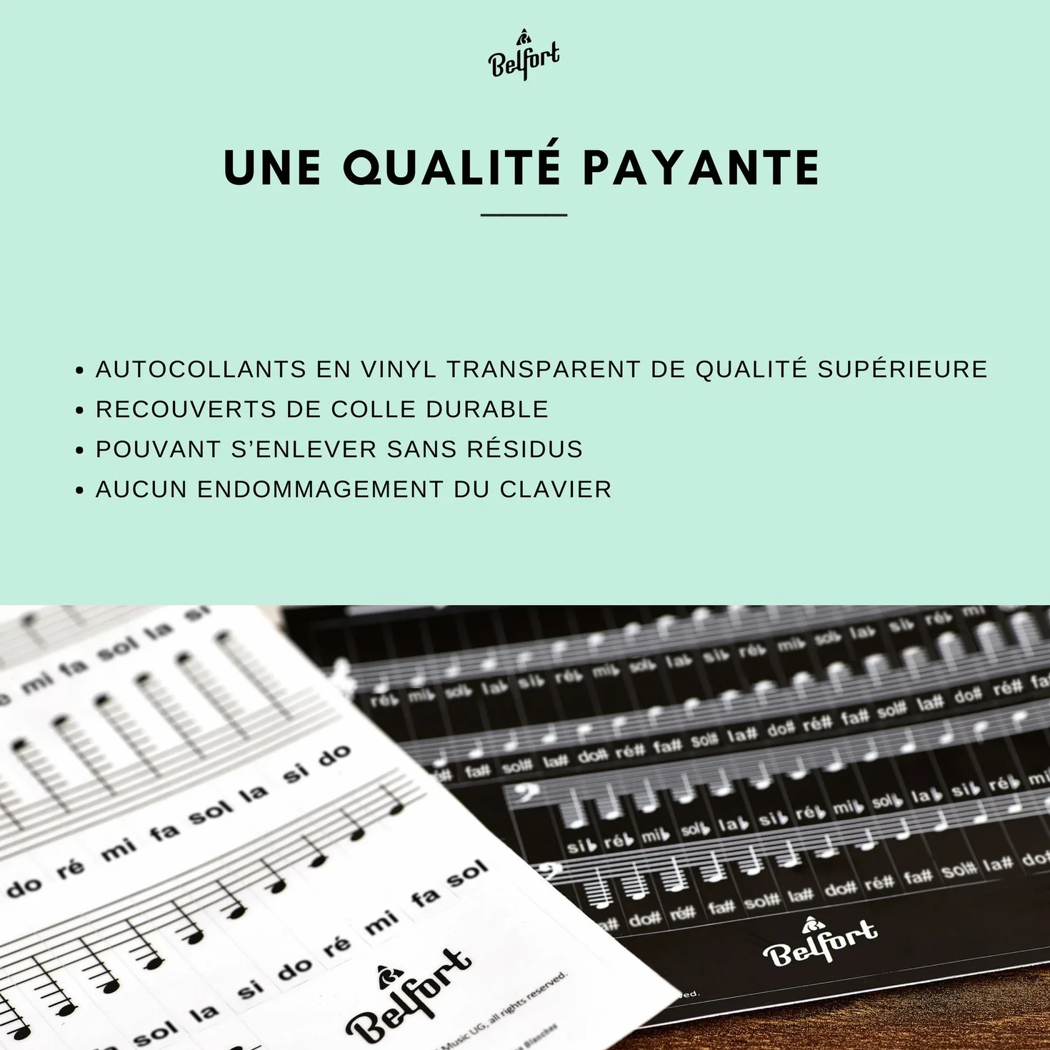 Belfort Autocollants pour Notes de Piano + Clavier 49|61|76|88 Touches pour Ebook Gratuit Premium