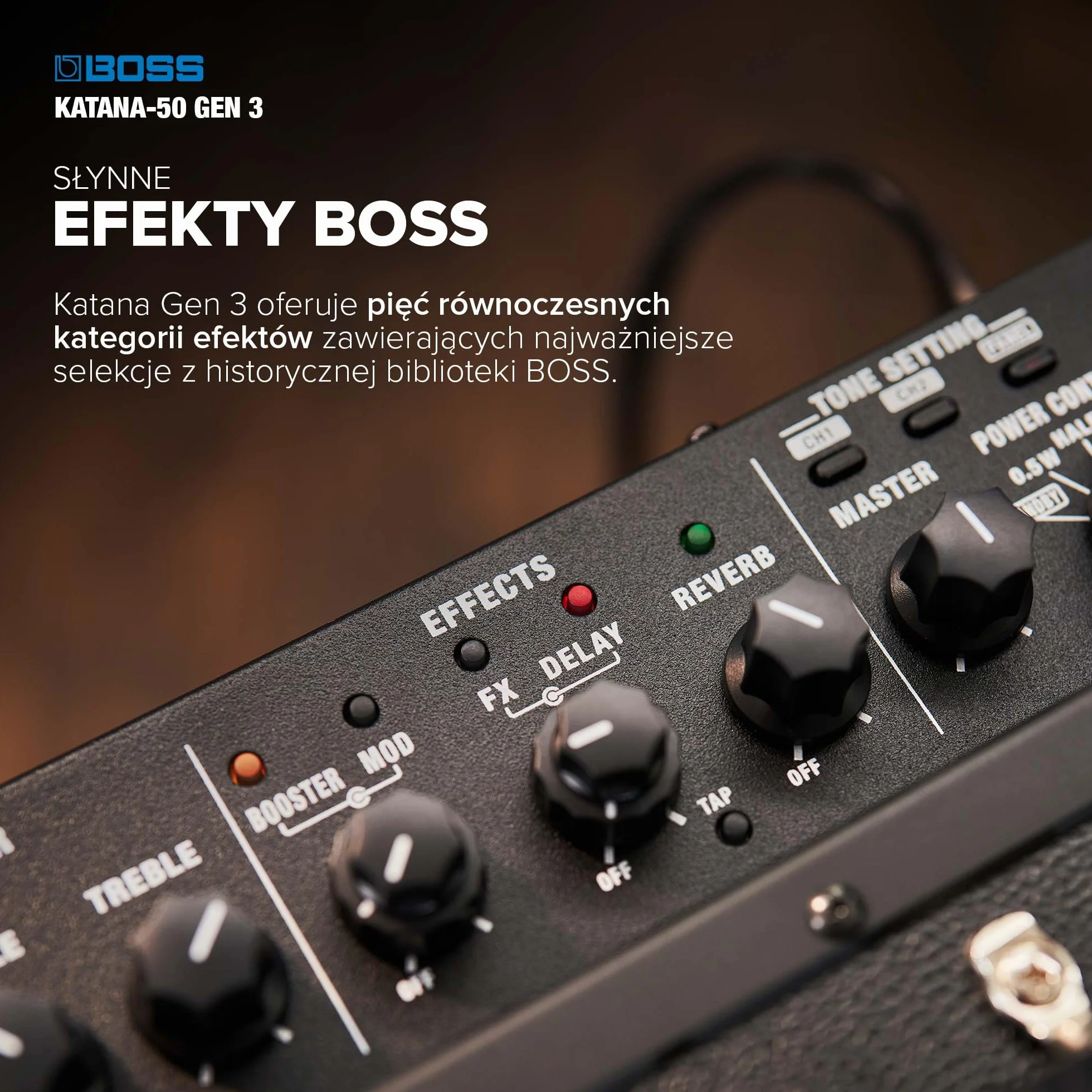 BOSS Katana-50 Gen 3 Wzmacniacz Gitarowy - Kompaktowy 50-Watowy Wzmacniacz Combo - Unikalny 12-calowy głośnik - Udoskonalony Dźwięk Tube Logic - 12 Charaktery Wzmacniacza - Wbudowane Efekty BOSS