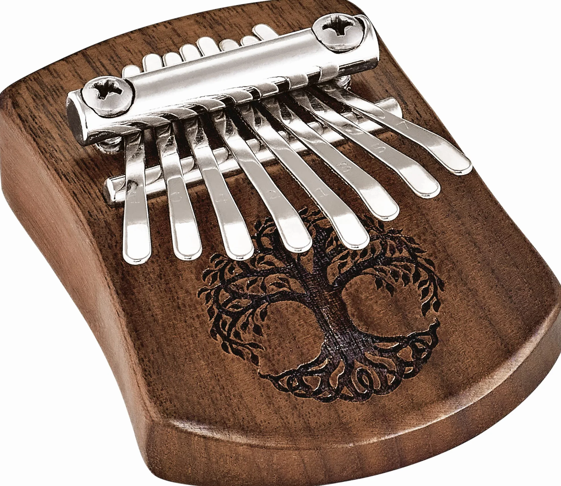 Kalimba Sonic Energy Lite Drewno – 8 Dźwięków w Tonacji C-dur – do Medytacji, Sekcji Perkusyjnej i Jogi – Czarny Orzech Włoski, Drzeworyt Tree of Life (KL801TOL)