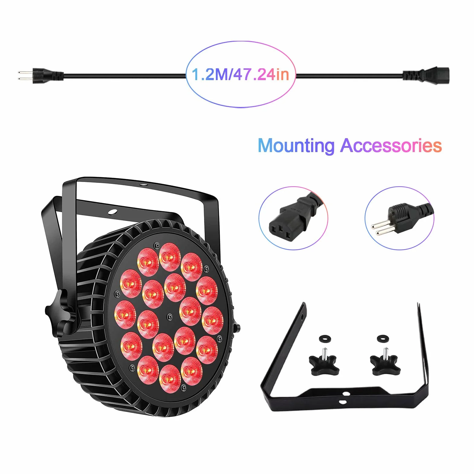 LED Par UV reflektor punktowy 200W 18 LED światło sceniczne światło dyskotekowe, 8CH RGB DMX dźwięk stroboskopowy tryb aktywny oświetlenie DJ efekt świetlny na imprezę Halloween
