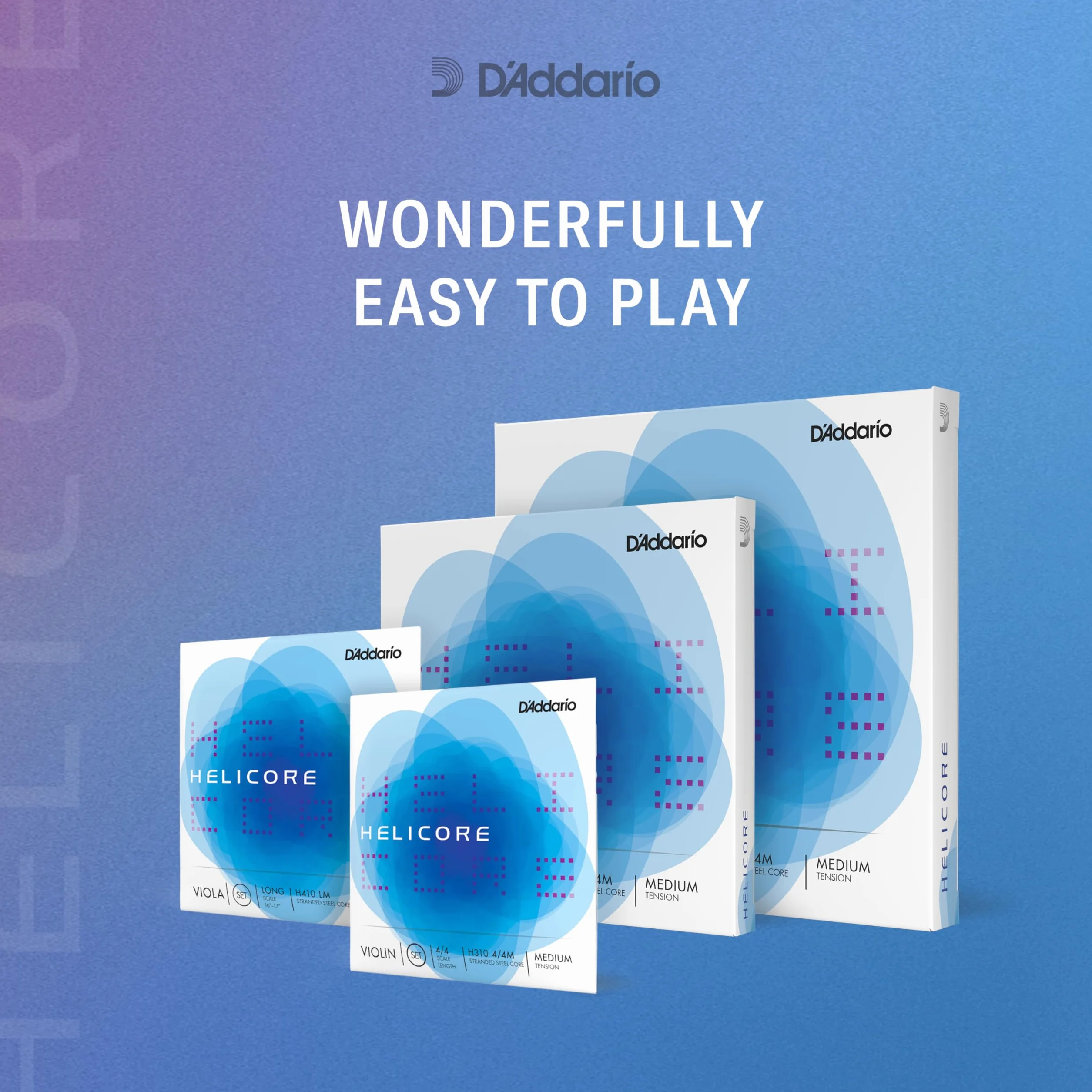 D'Addario H310 3/4M Helicore 3/4 skala średniego napięcia zestaw strun skrzypcowych