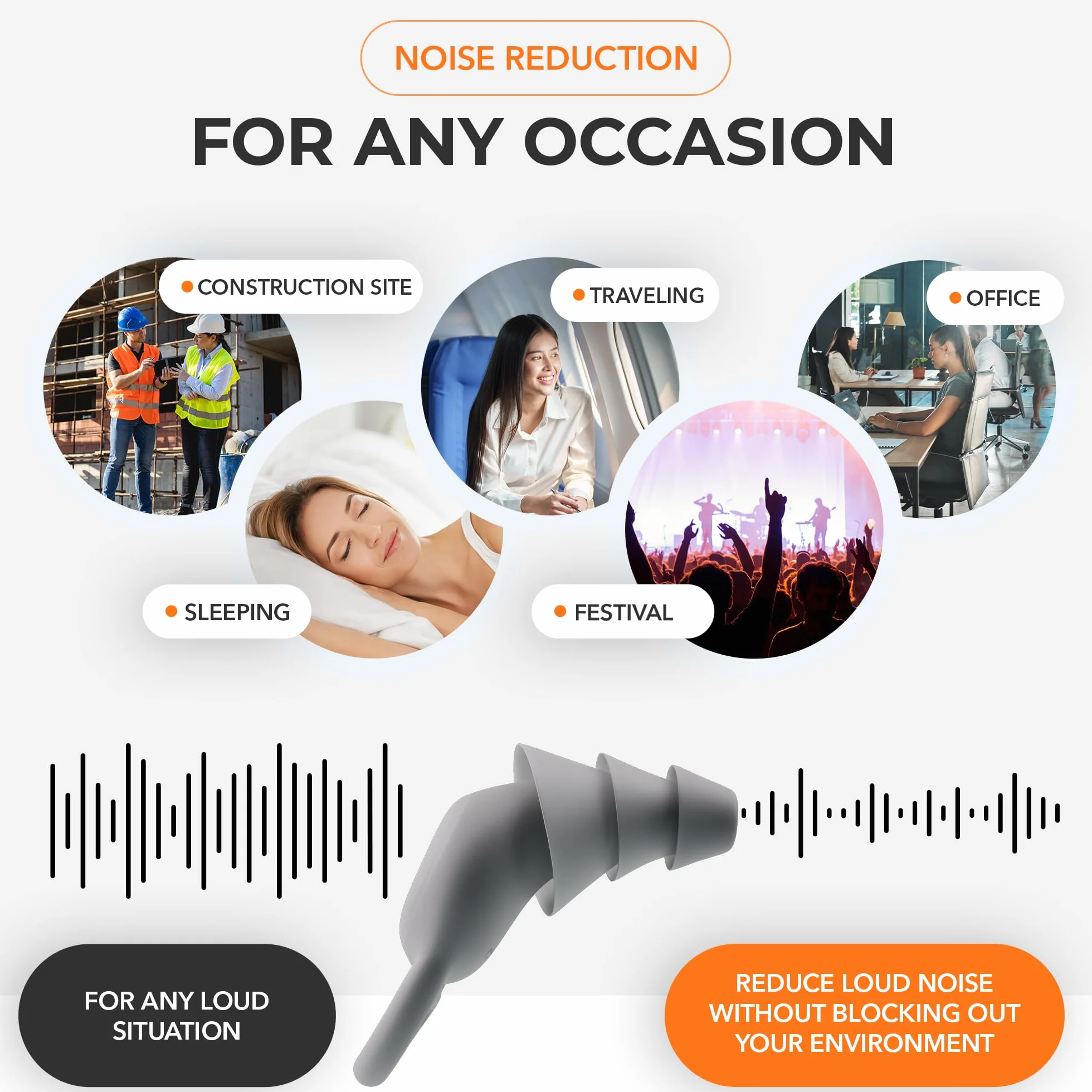 ZenPlug Zatyczki do uszu na koncert, sen, podróże, do pracy [silikon nano premium], ochrona słuchu, wielokrotnego użytku, redukcja hałasu do 32 dB, szare, z aluminiowym pojemnikiem