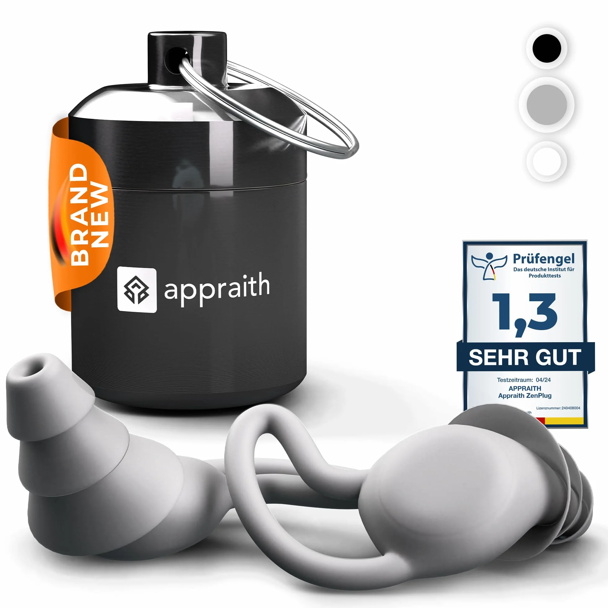 ZenPlug Zatyczki do uszu na koncert, sen, podróże, do pracy [silikon nano premium], ochrona słuchu, wielokrotnego użytku, redukcja hałasu do 32 dB, szare, z aluminiowym pojemnikiem