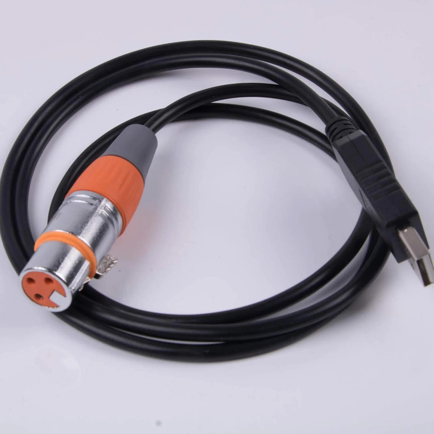 Kabel sterujący USB na DMX RS485 adapter konwertera szeregowego FTDI XLR 3-pinowy kabel urządzenia do oświetlenia scenicznego (1,8 m, USB czarna powłoka)