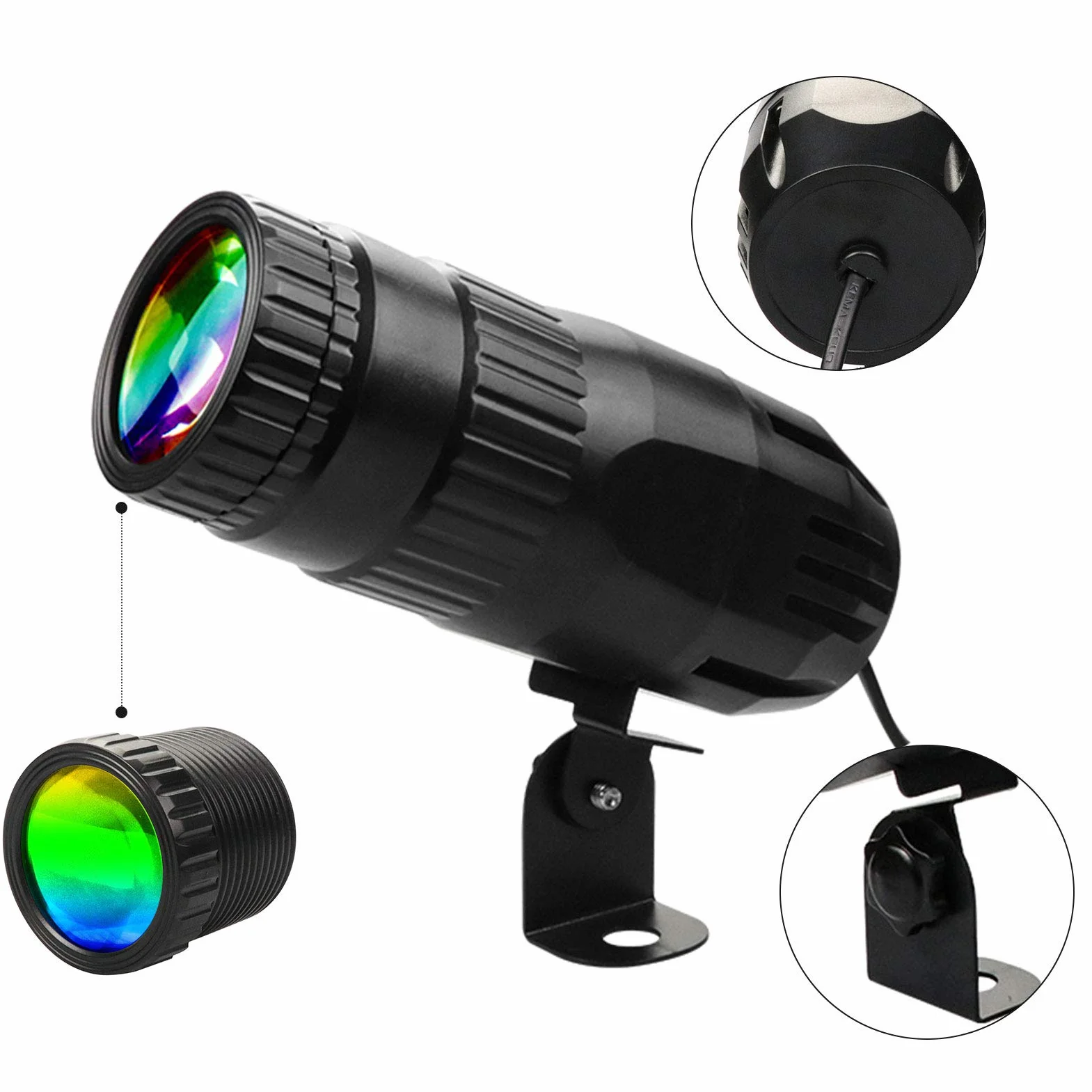 Lixada Pinspot Mini reflektor LED RGBW z pilotem zdalnego sterowania, efekt sceniczny, do DJ-a, dyskoteki, na imprezę, bar, klub, pokaz weselny (czarny)