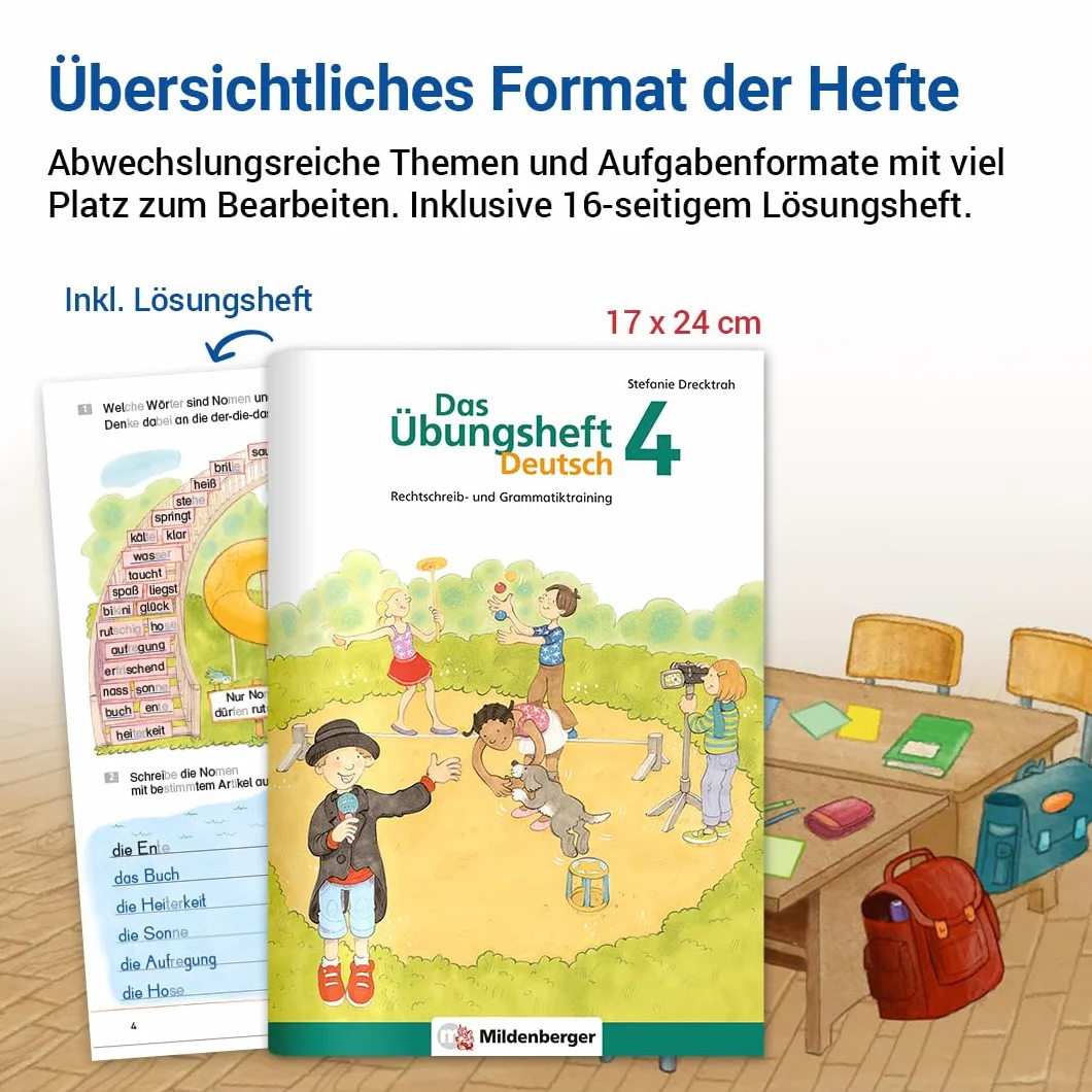 Das Übungsheft Deutsch 4: Rechtschreib- und Grammatiktraining für Klasse 1 bis 4. Mit Stickerbogen und Lösungsbeilage