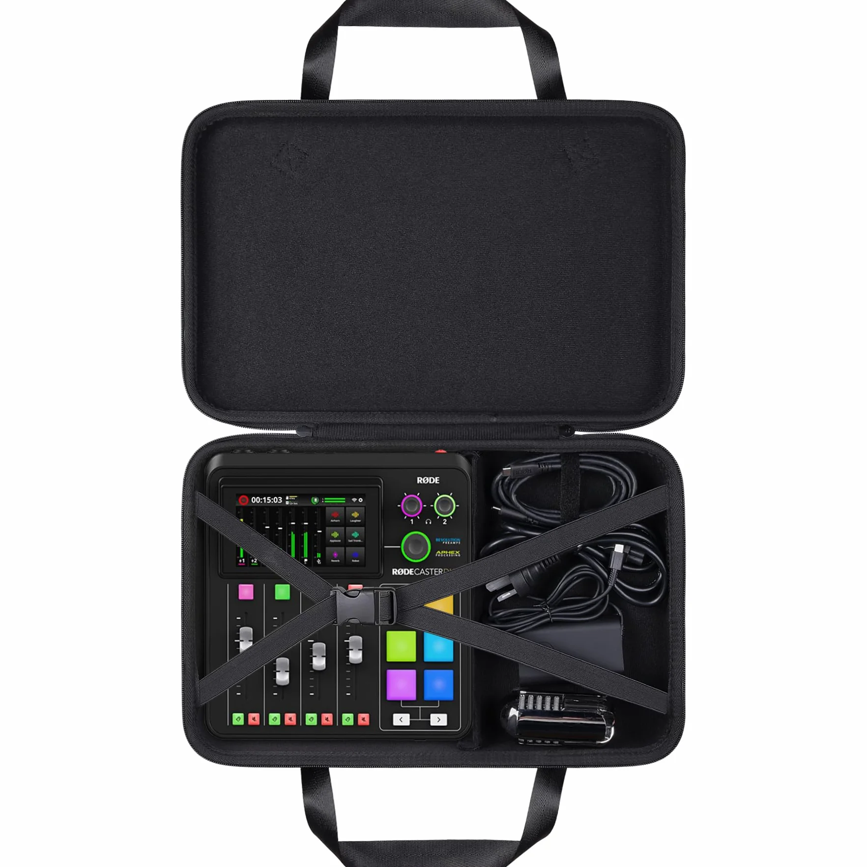 Khanka Twardy futerał do przenoszenia kompatybilny z RØDECaster Pro II All-in-One Production, ochronny pokrowiec podróżny do RØDE Caster Pro II, Czarny, Duo, Klasyczny